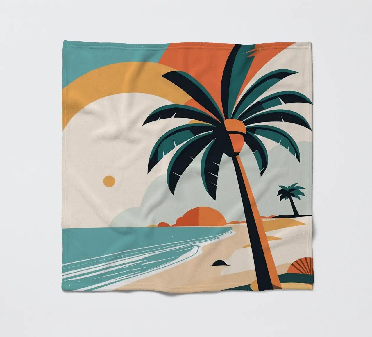 Spiaggia tropicale con palme coperta in pile da BasicShopByBell