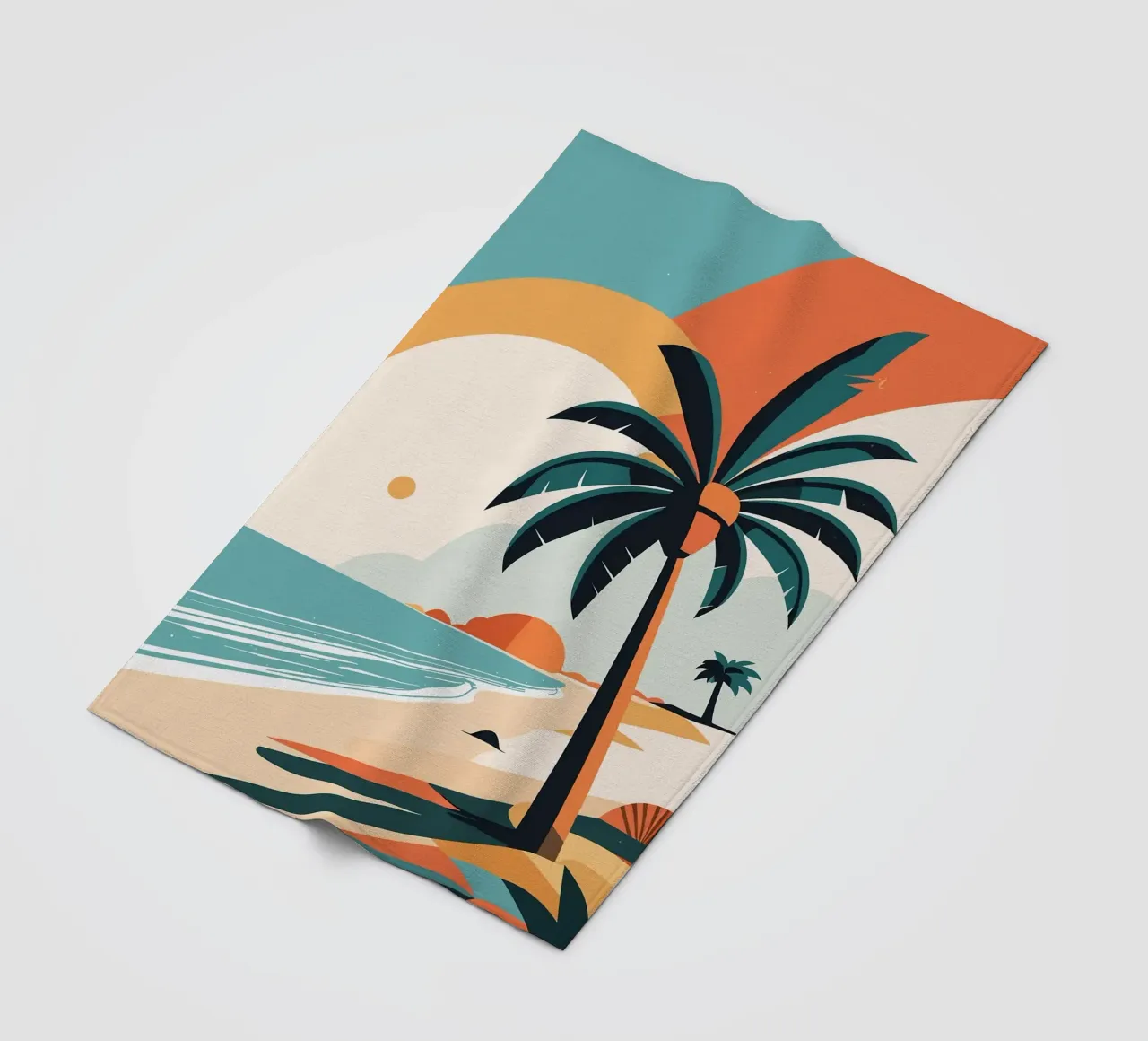 Spiaggia tropicale con palme coperta in pile da BasicShopByBell