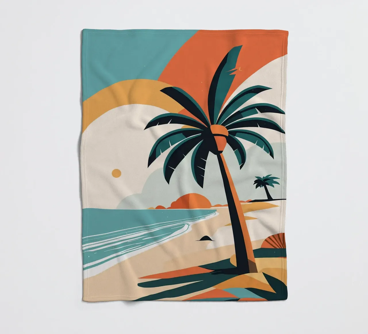Spiaggia tropicale con palme coperta in pile da BasicShopByBell