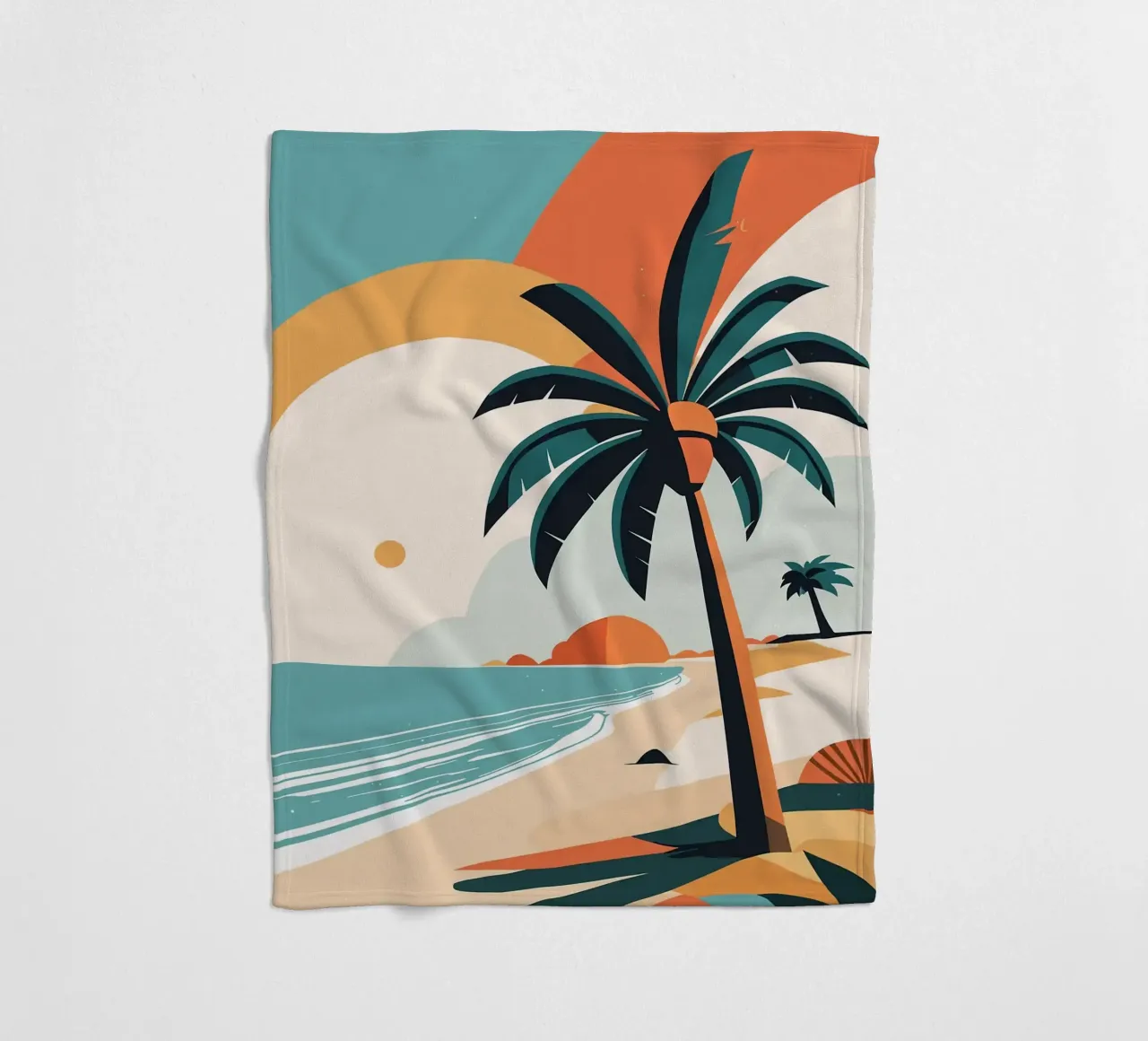 Spiaggia tropicale con palme coperta in pile da BasicShopByBell