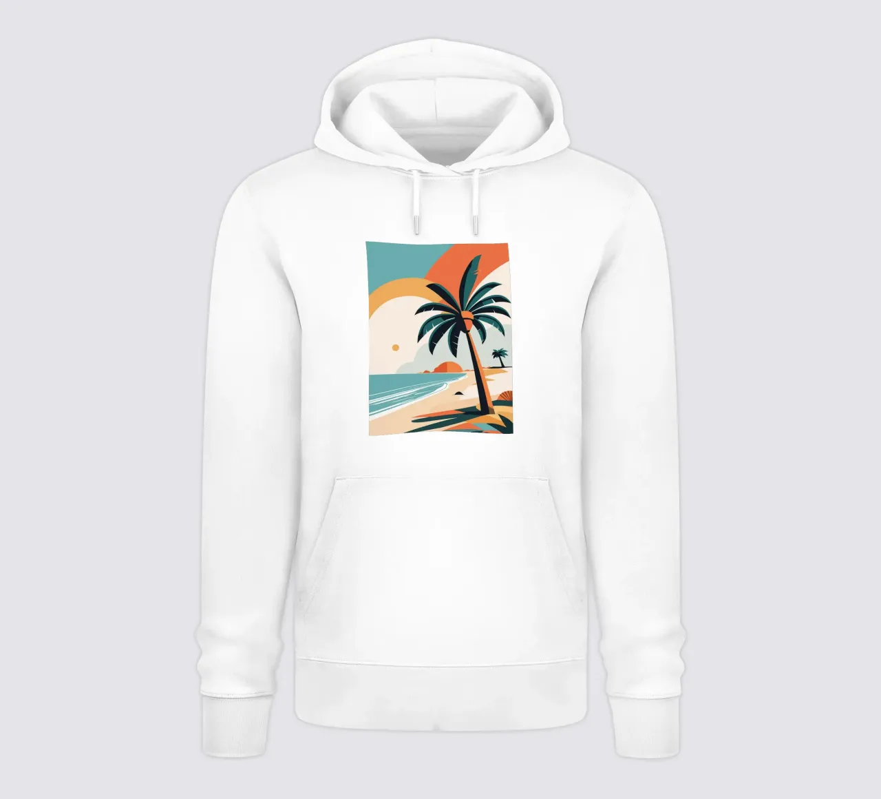 Spiaggia tropicale con palme felpa con cappuccio da BasicShopByBell