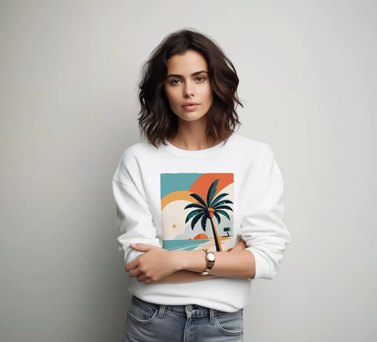 Spiaggia tropicale con palme felpa da BasicShopByBell