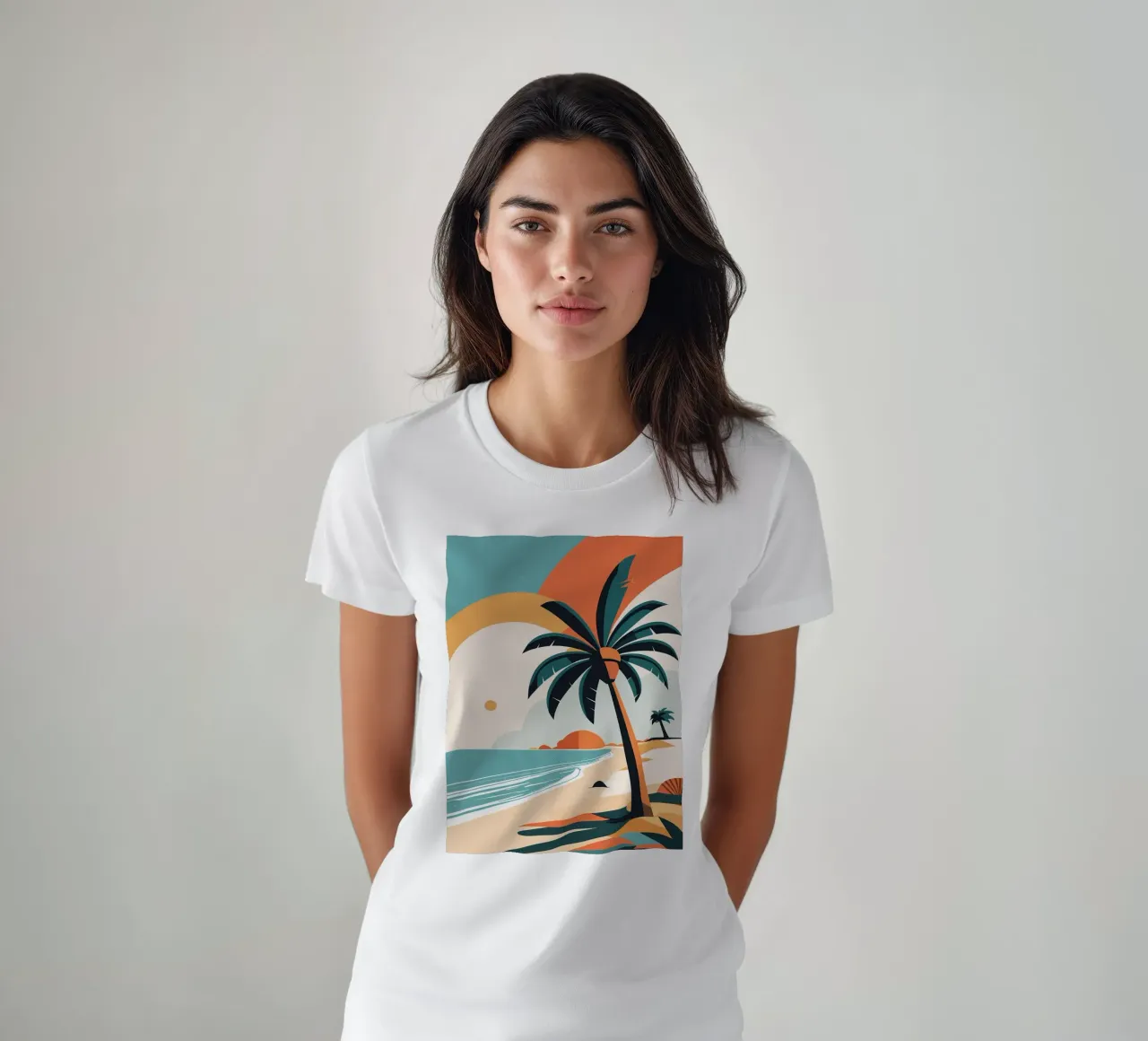 Spiaggia tropicale con palme t-shirt da BasicShopByBell