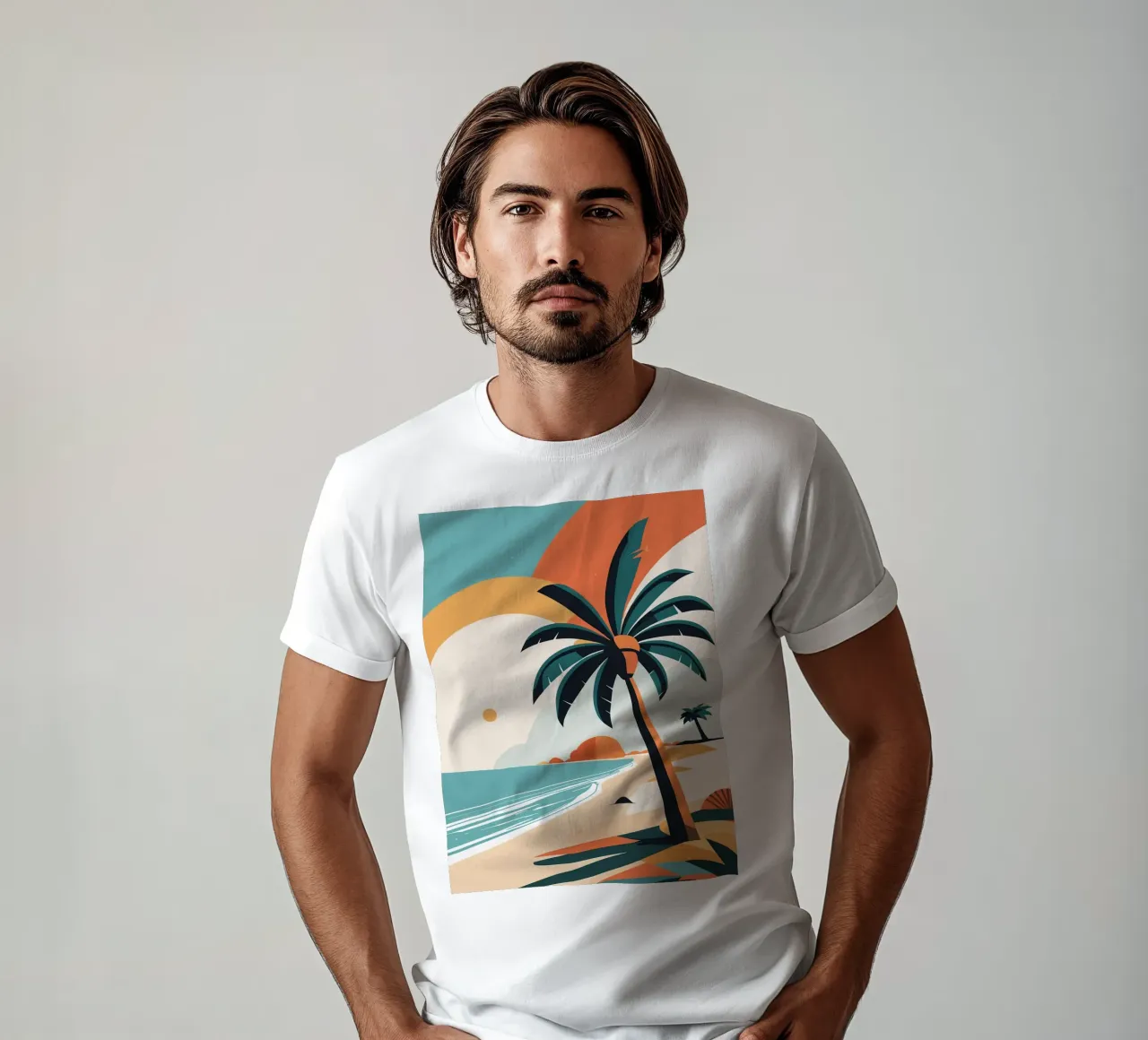 Spiaggia tropicale con palme t-shirt da BasicShopByBell