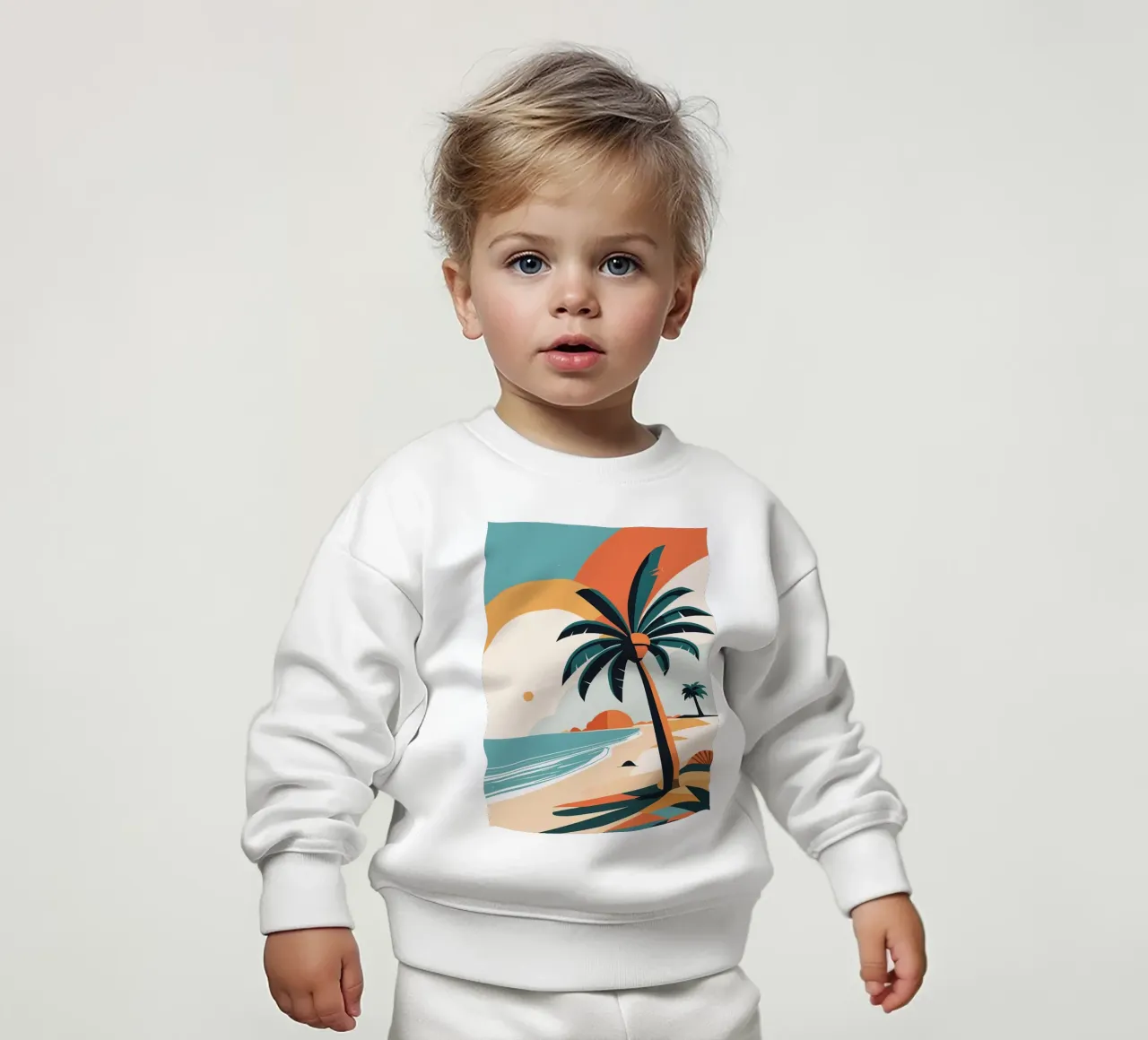 Spiaggia tropicale con palme felpa neonato da BasicShopByBell