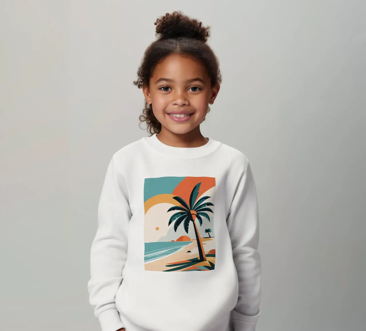 Spiaggia tropicale con palme felpa bambino da BasicShopByBell