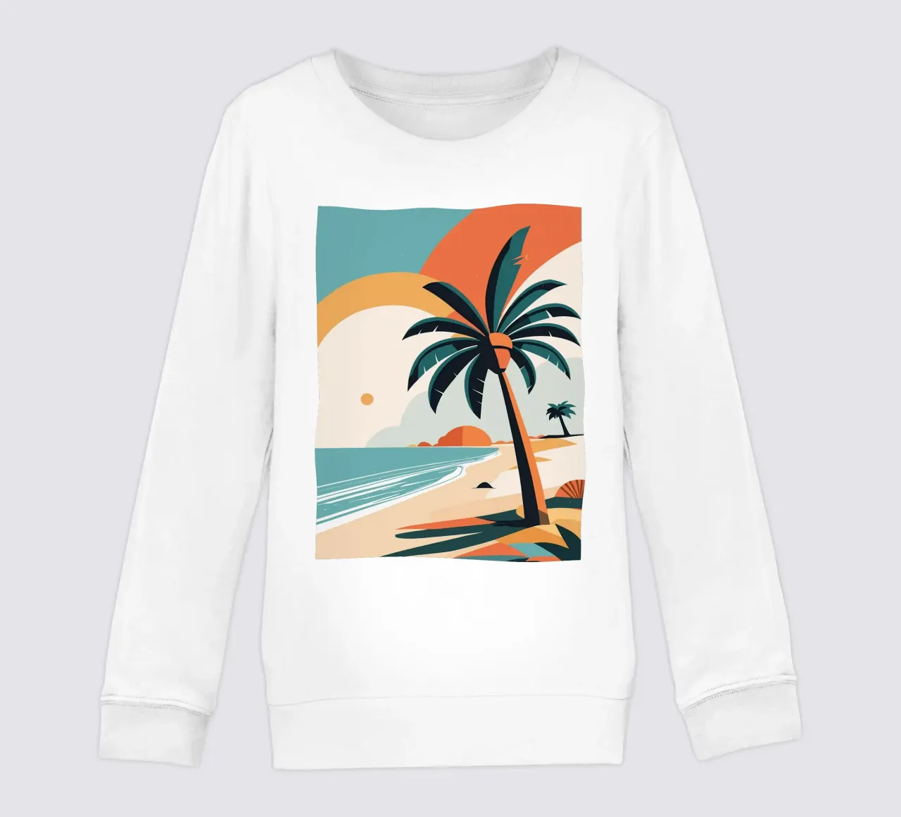 Spiaggia tropicale con palme felpa bambino da BasicShopByBell