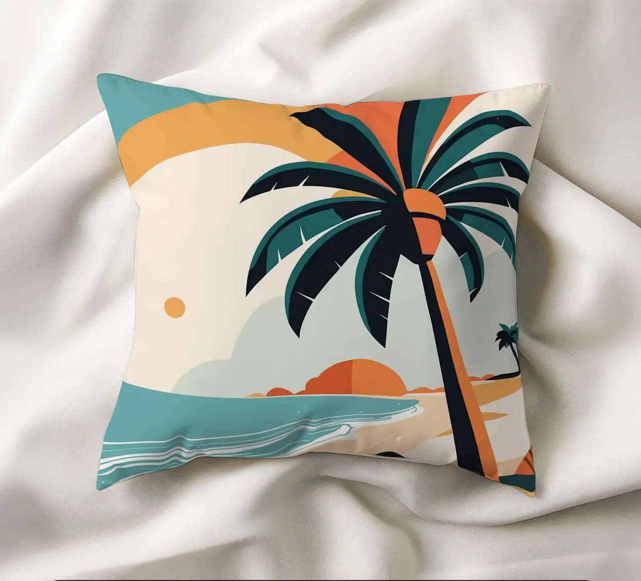 Spiaggia tropicale con palme cuscino da BasicShopByBell