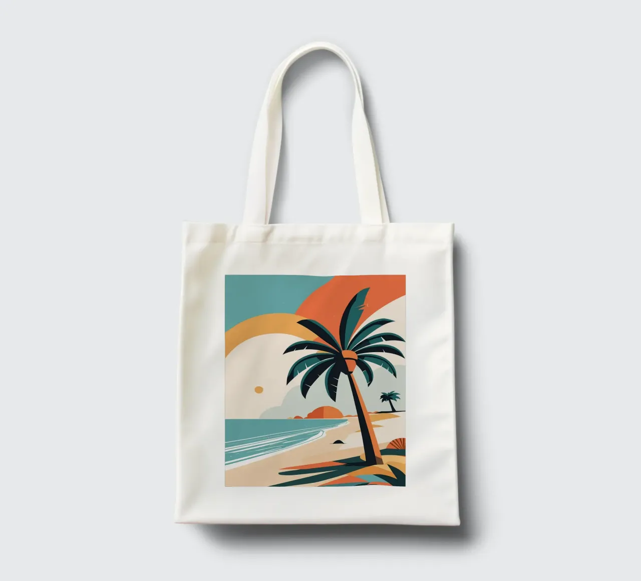 Spiaggia tropicale con palme borsa in juta da BasicShopByBell