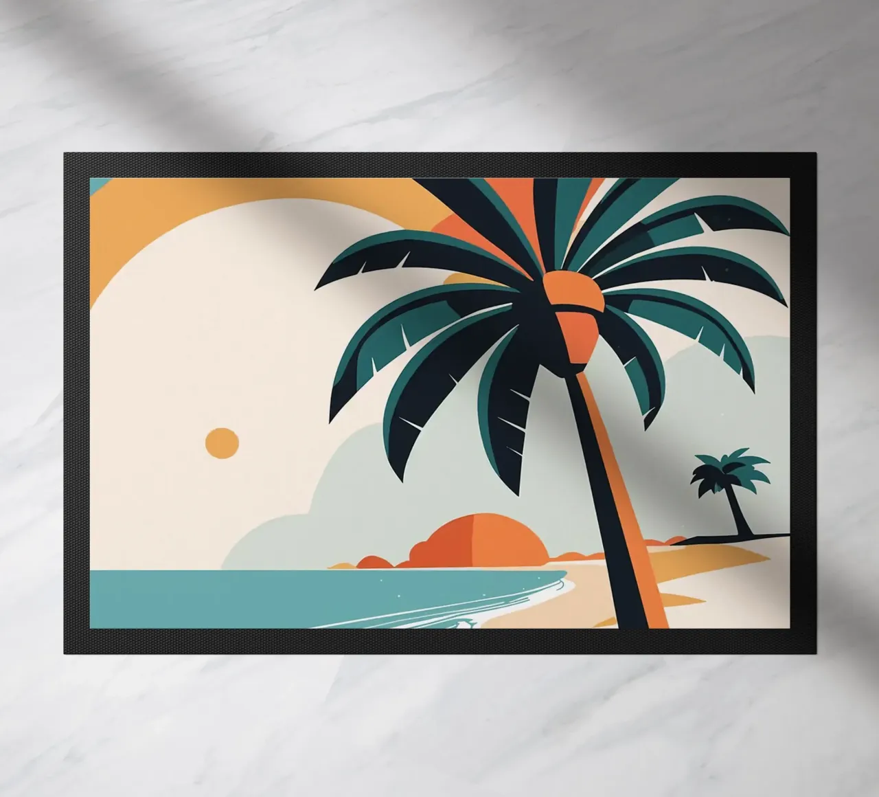 Spiaggia tropicale con palme zerbino da BasicShopByBell