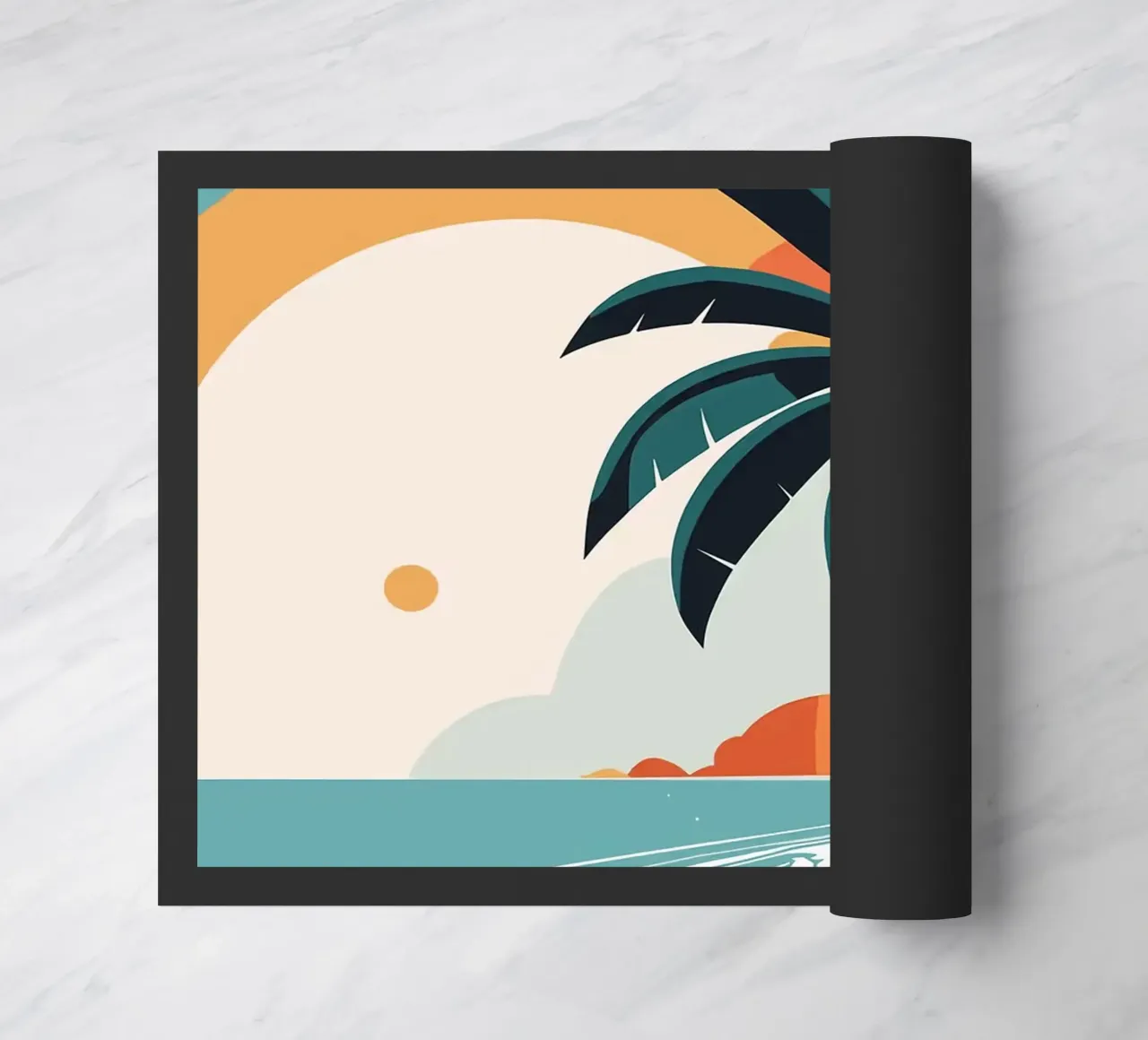Spiaggia tropicale con palme zerbino da BasicShopByBell