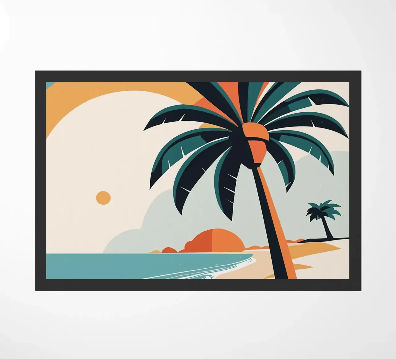 Spiaggia tropicale con palme zerbino da BasicShopByBell