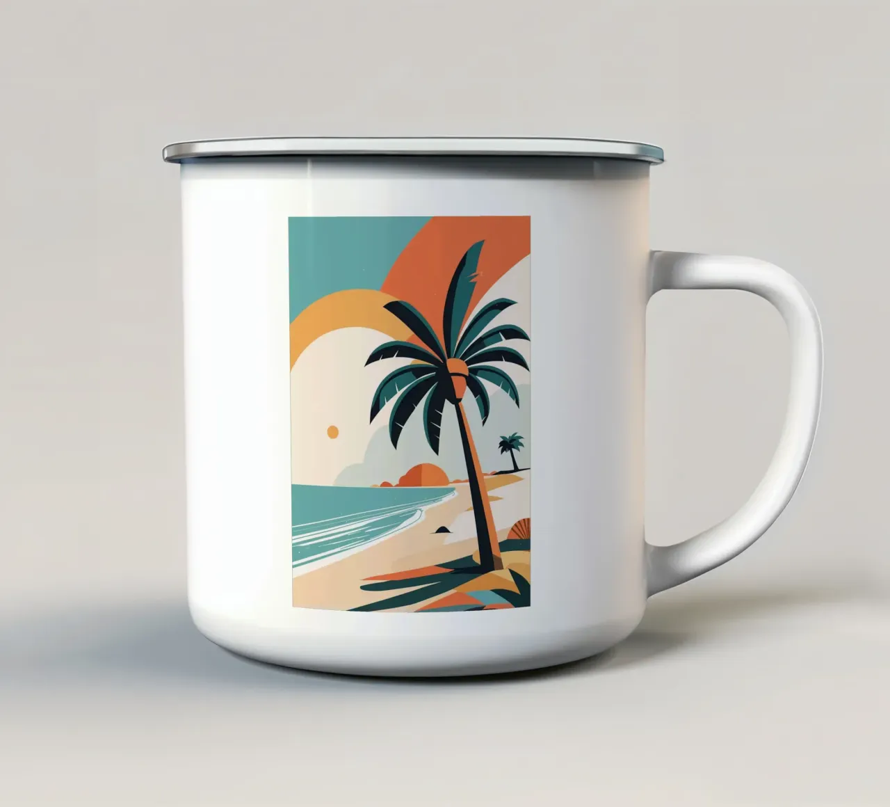 Spiaggia tropicale con palme tazza in smalto da BasicShopByBell