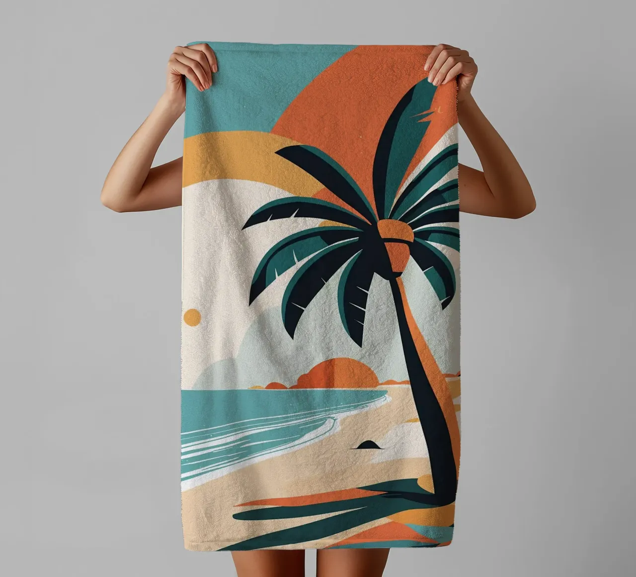 Spiaggia tropicale con palme asciugamano da bagno da BasicShopByBell