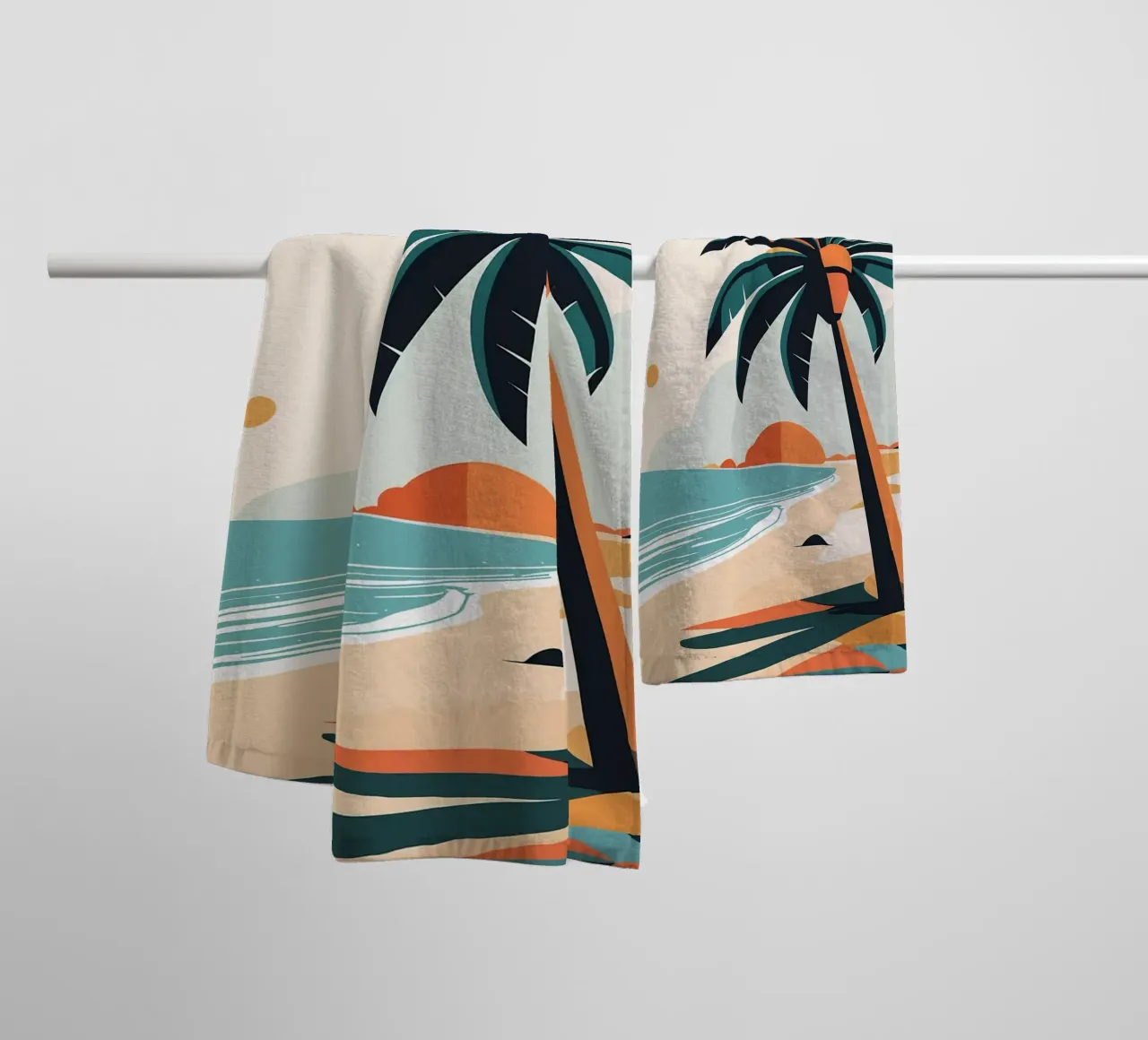 Spiaggia tropicale con palme asciugamano da bagno da BasicShopByBell