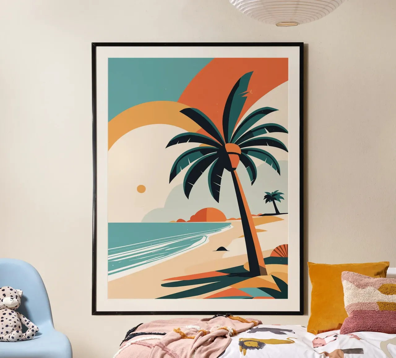 Spiaggia tropicale con palme carta hahnemühle da BasicShopByBell