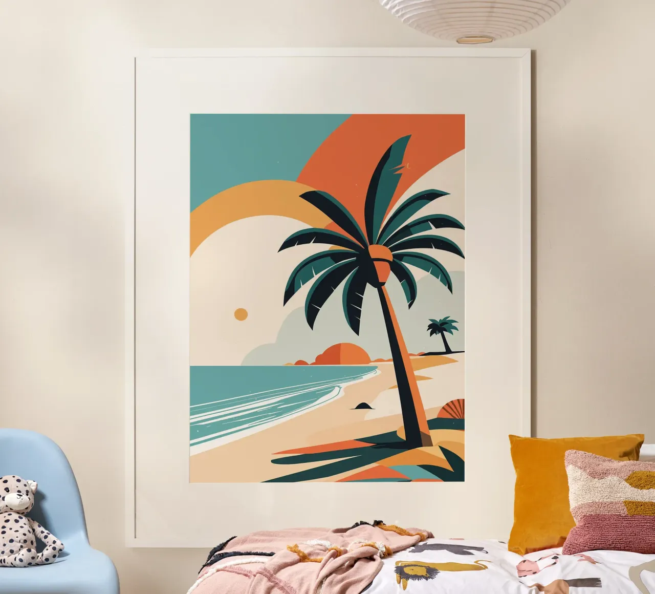 Spiaggia tropicale con palme carta hahnemühle da BasicShopByBell