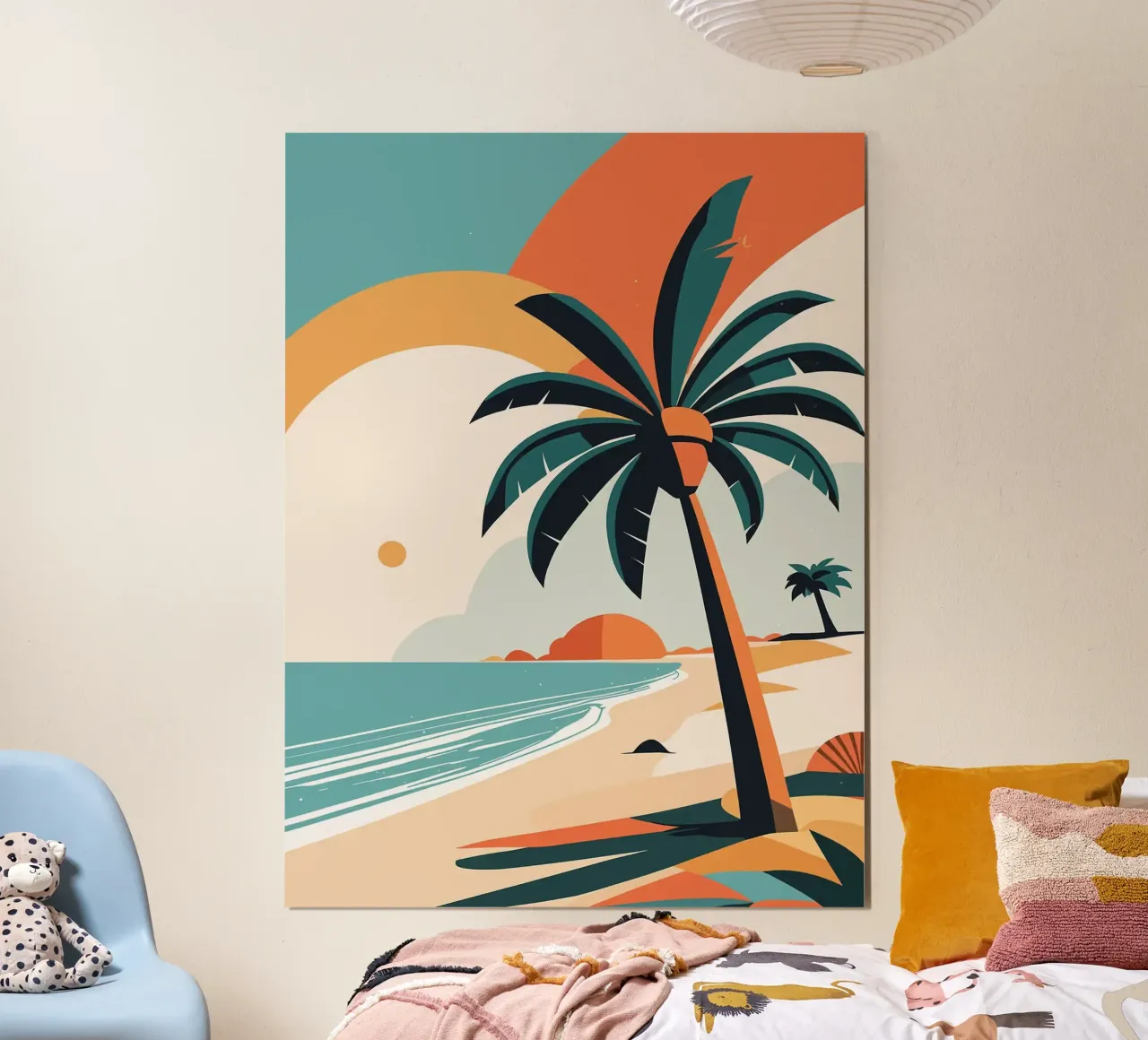 Spiaggia tropicale con palme carta hahnemühle da BasicShopByBell