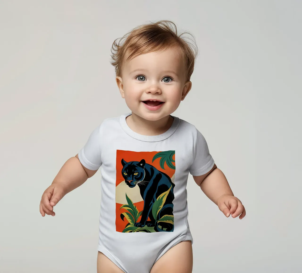 Midnight Panther - Design moderno e retrò Bujaboom body neonato maniche corte da bujaboom