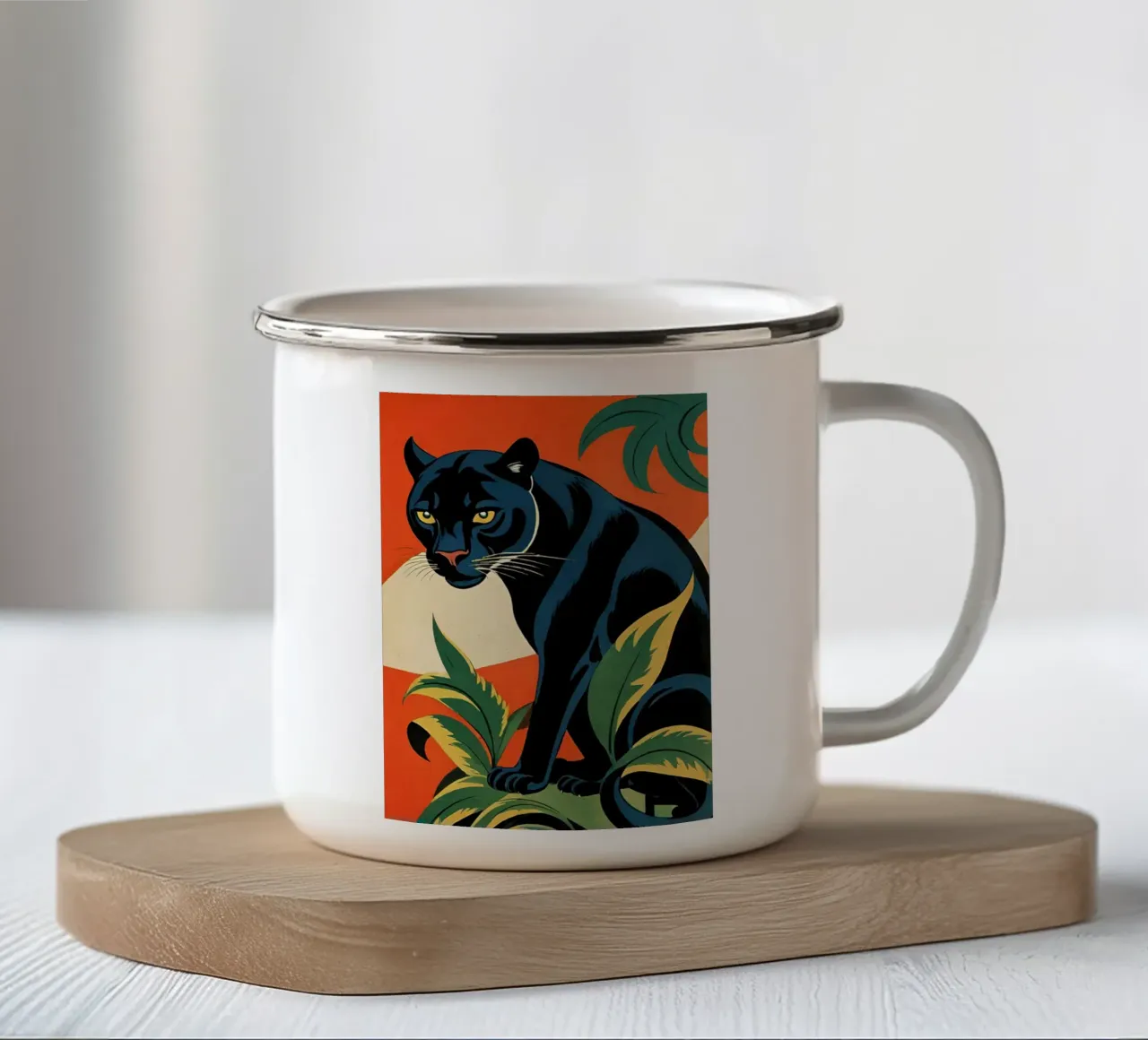 Midnight Panther - Modernes Retro Design Bujaboom emaille mok van bujaboom