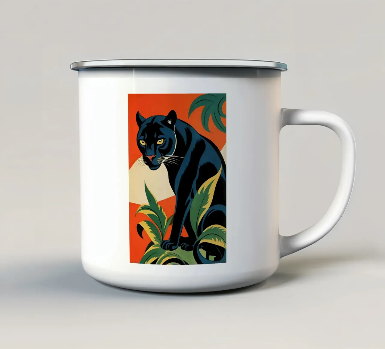 Midnight Panther - Modernes Retro Design Bujaboom emaille mok van bujaboom