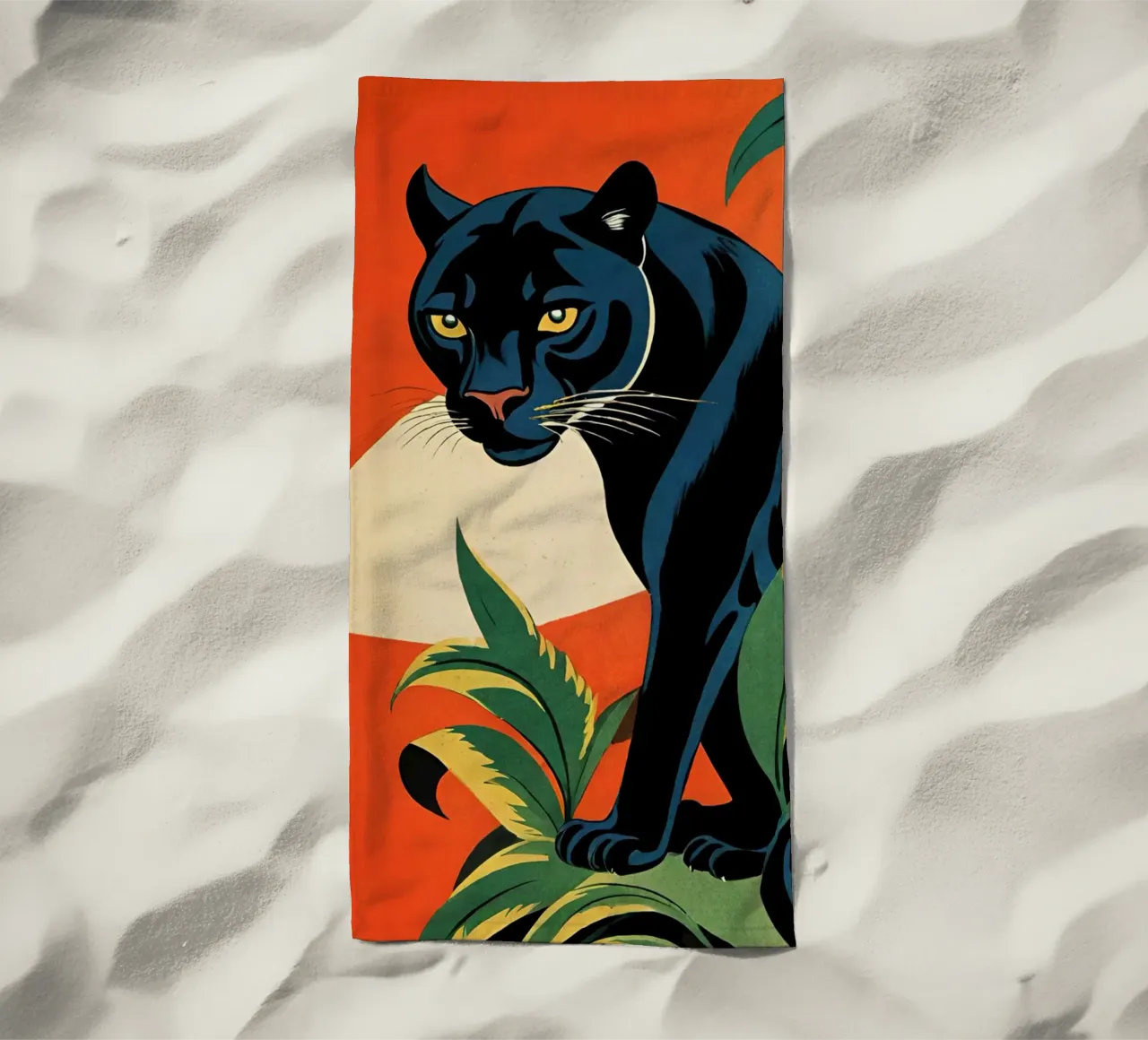 Midnight Panther - Design moderno e retrò Bujaboom telo mare da bujaboom