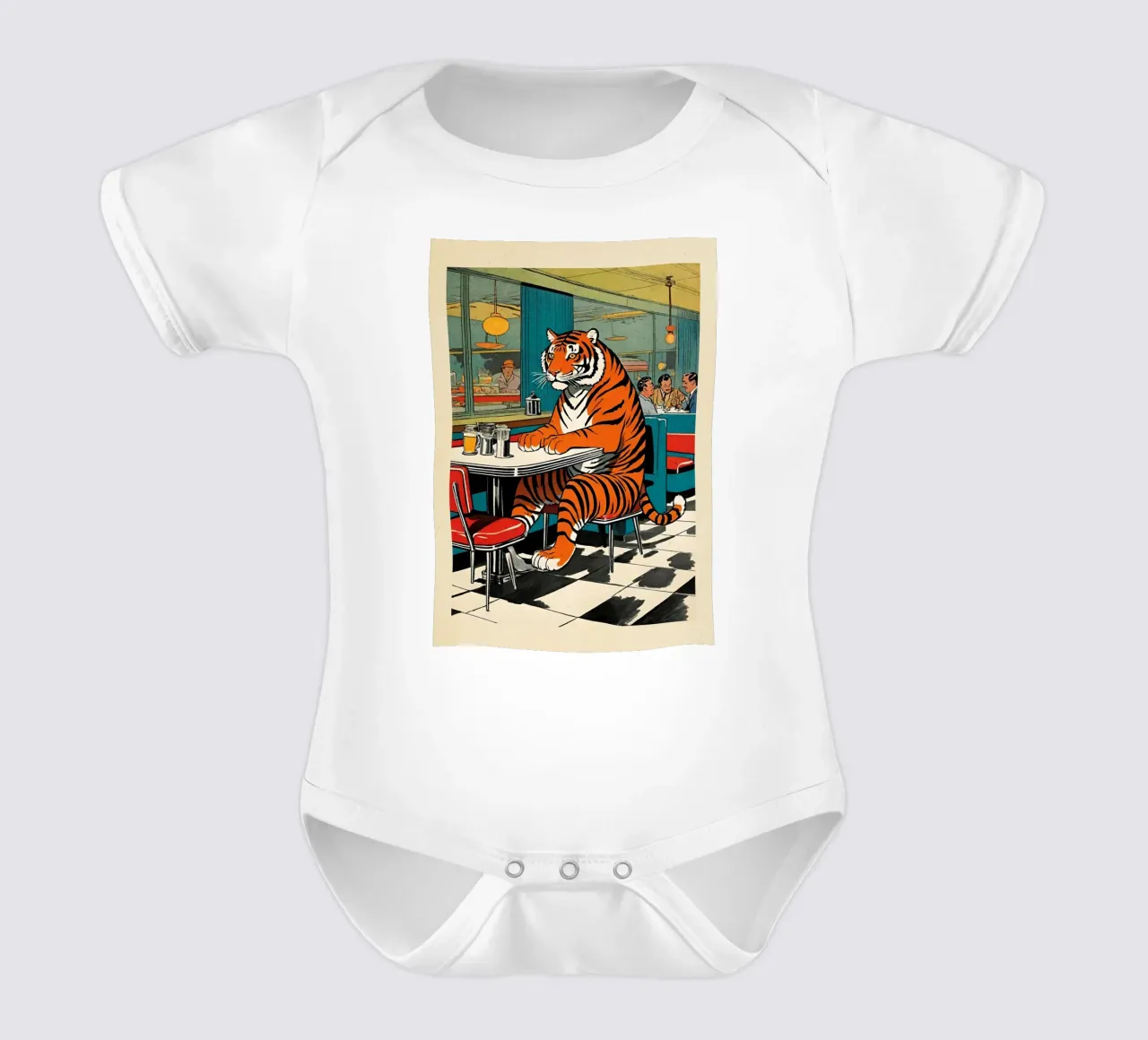 Tiger Diner - Design Pop Art retrò Bujaboom body neonato maniche corte da bujaboom
