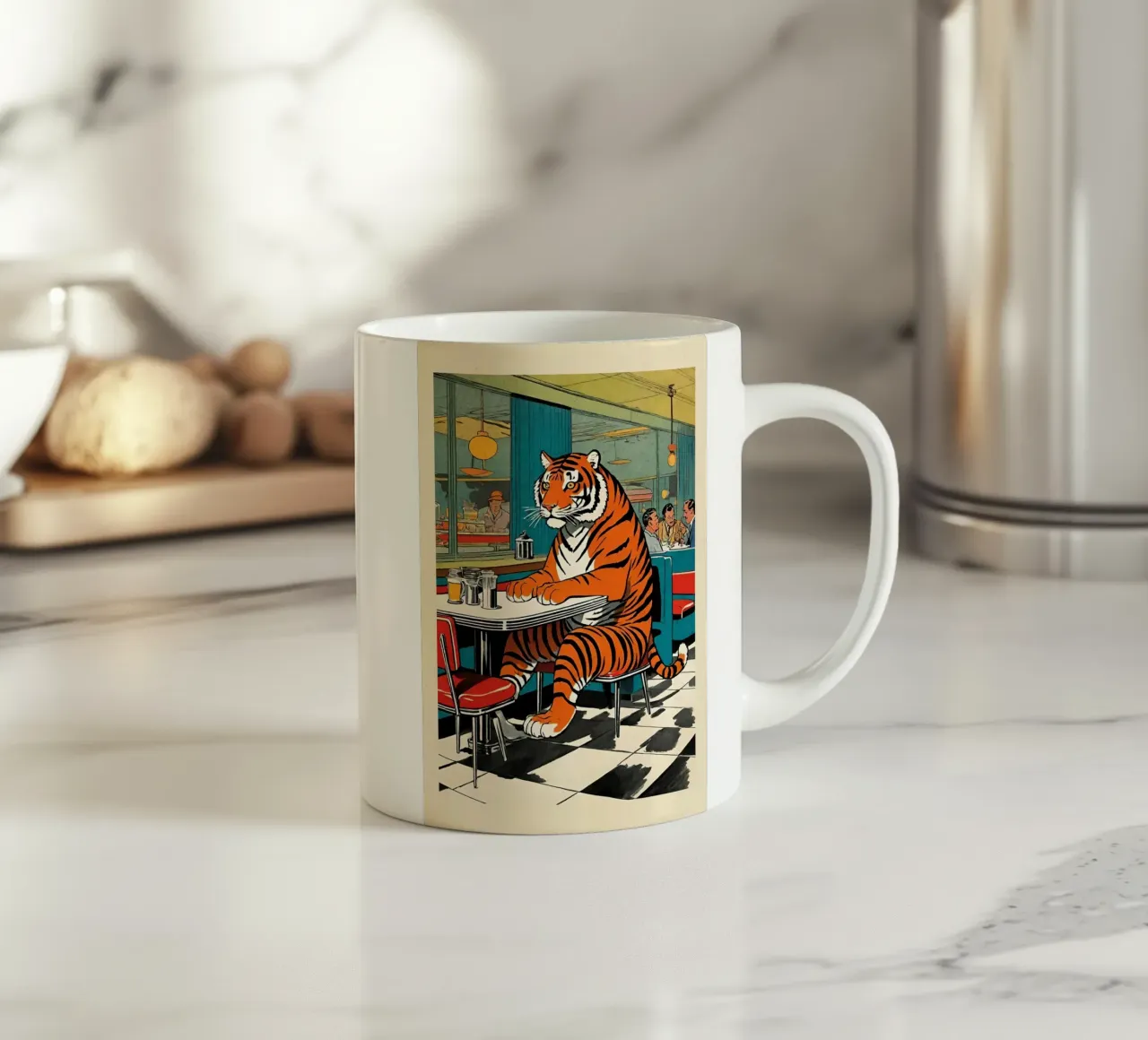 Tijger Diner - Retro Pop Art Ontwerp Bujaboom keramische mok van bujaboom