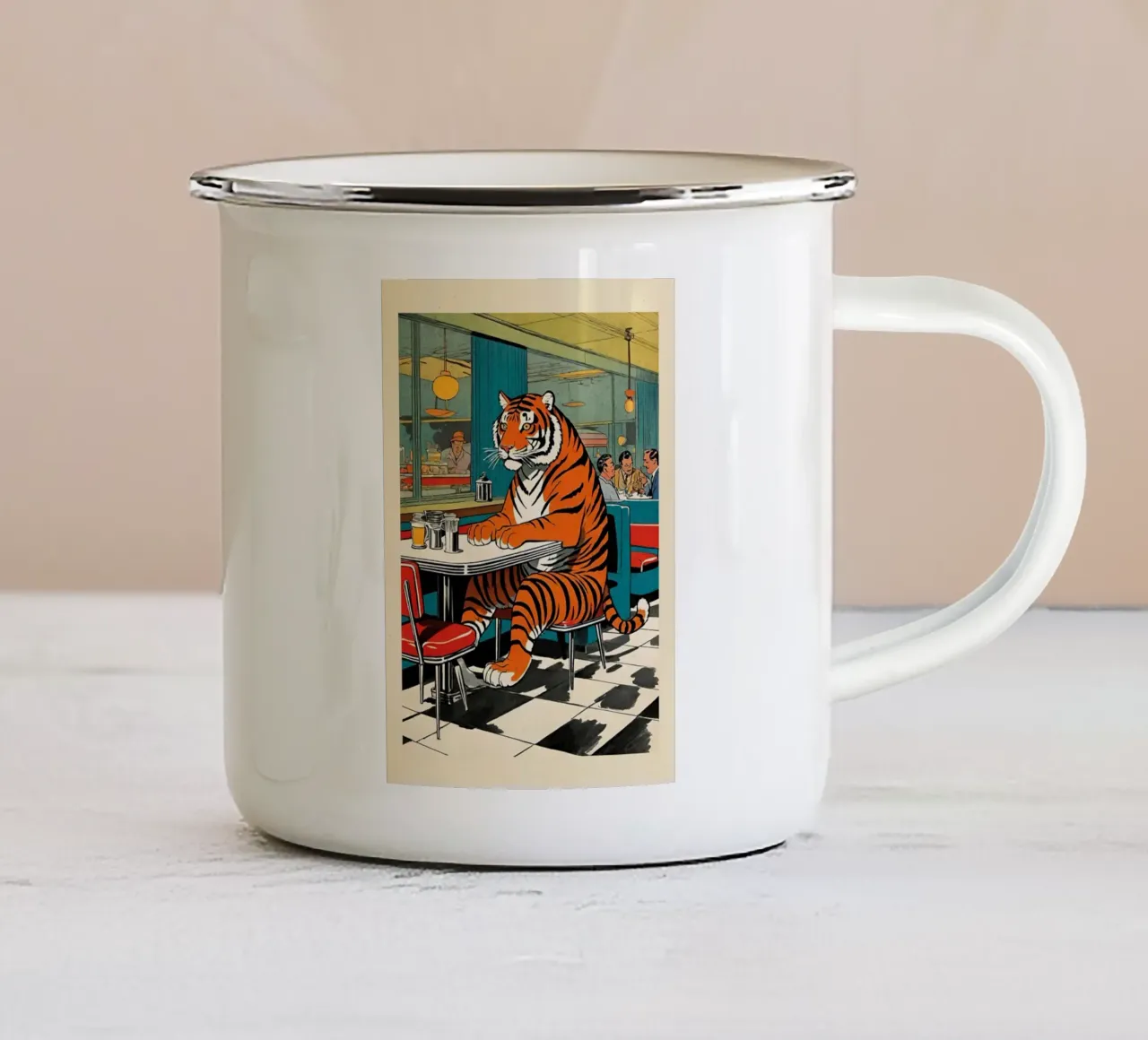 Tiger Diner - Design Pop Art retrò Bujaboom tazza in smalto da bujaboom