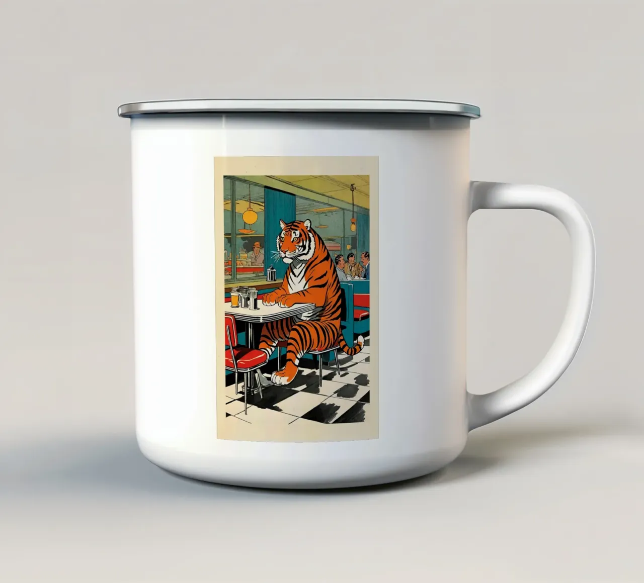 Tiger Diner - Design Pop Art retrò Bujaboom tazza in smalto da bujaboom