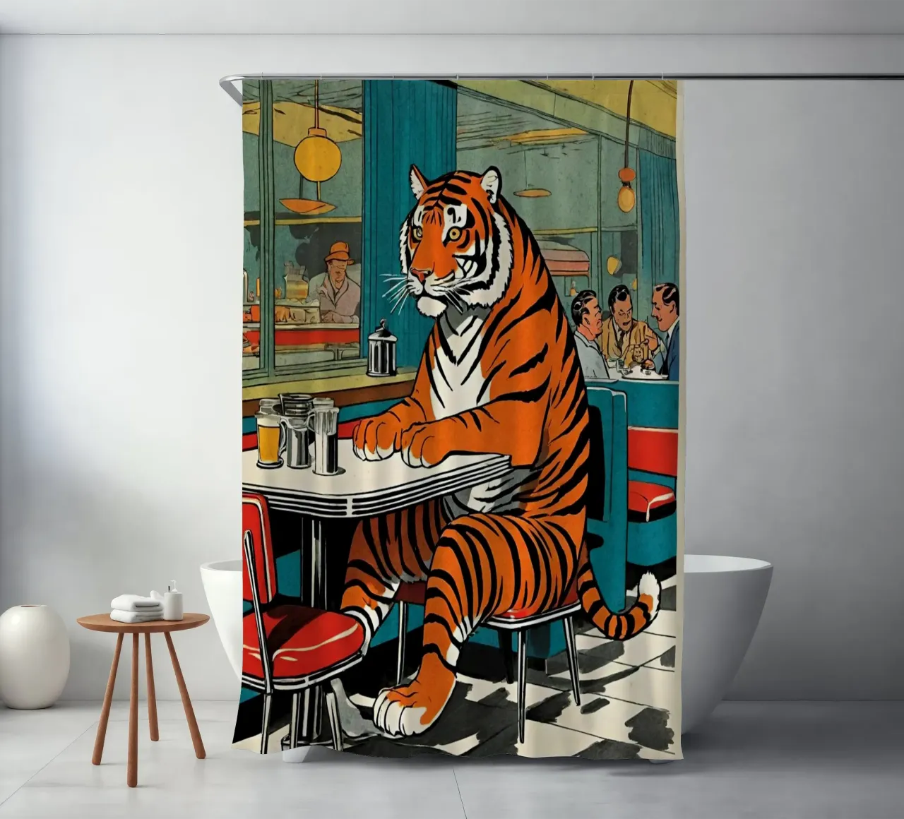 Tiger Diner - Design Pop Art retrò Bujaboom tenda da doccia da bujaboom