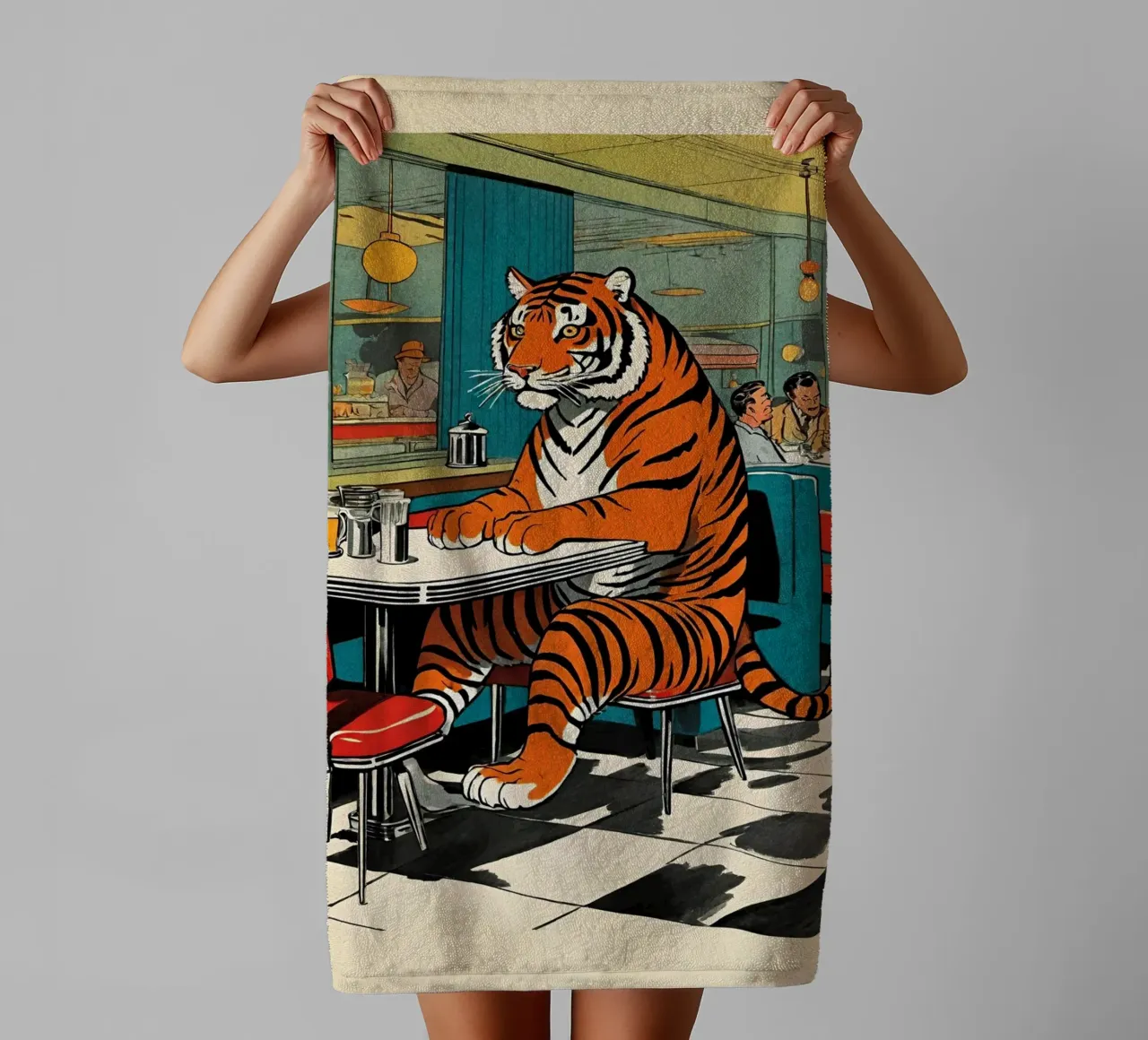Tiger Diner - Design Pop Art retrò Bujaboom asciugamano da bagno da bujaboom