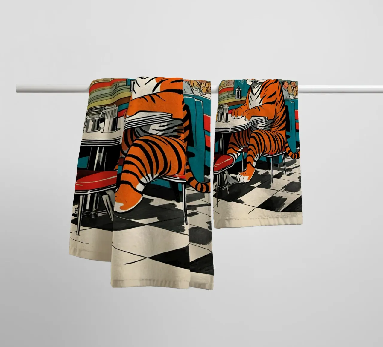 Tiger Diner - Design Pop Art retrò Bujaboom asciugamano da bagno da bujaboom