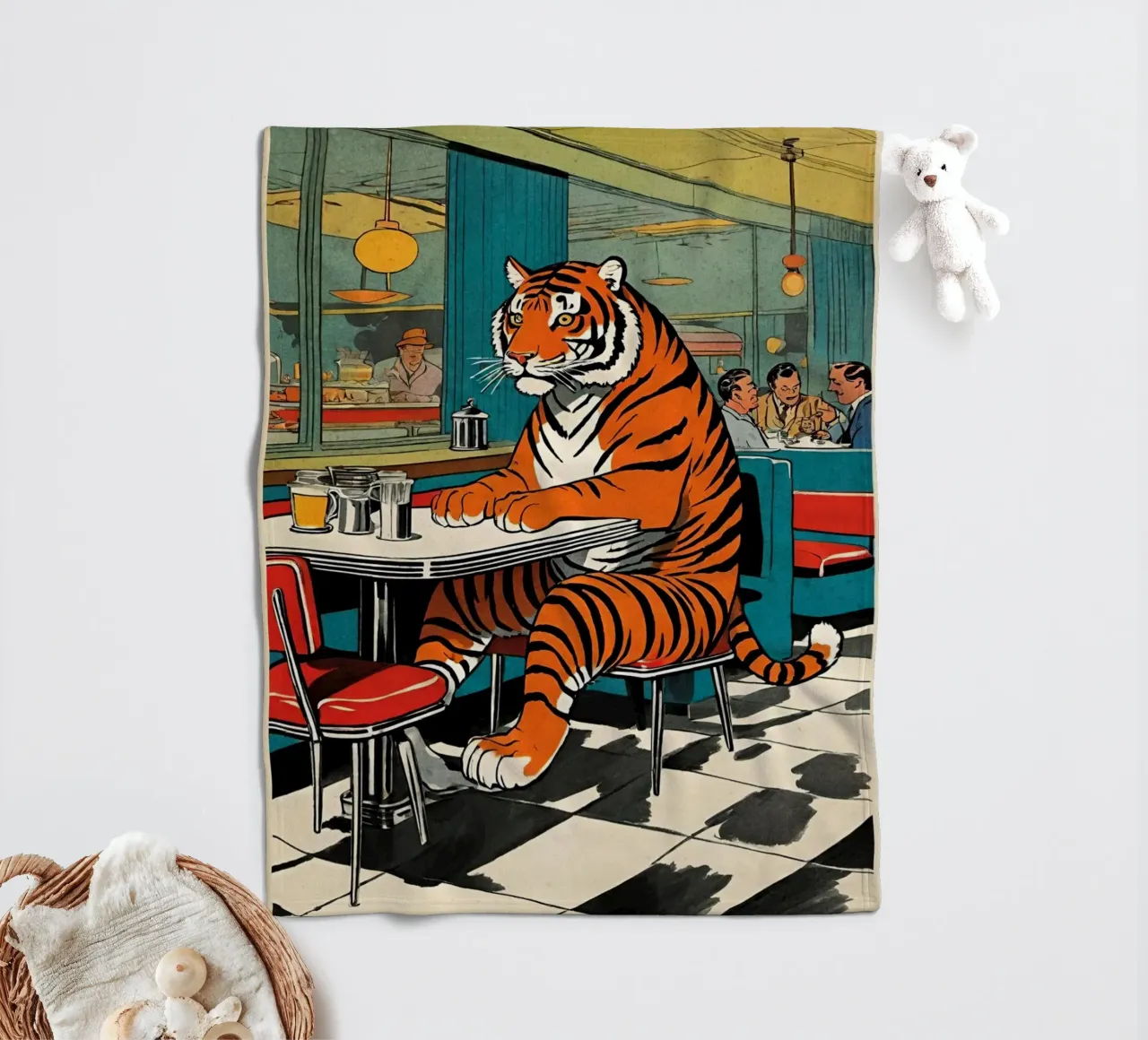 Tiger Diner - Design Pop Art retrò Bujaboom coperta in pile da bujaboom