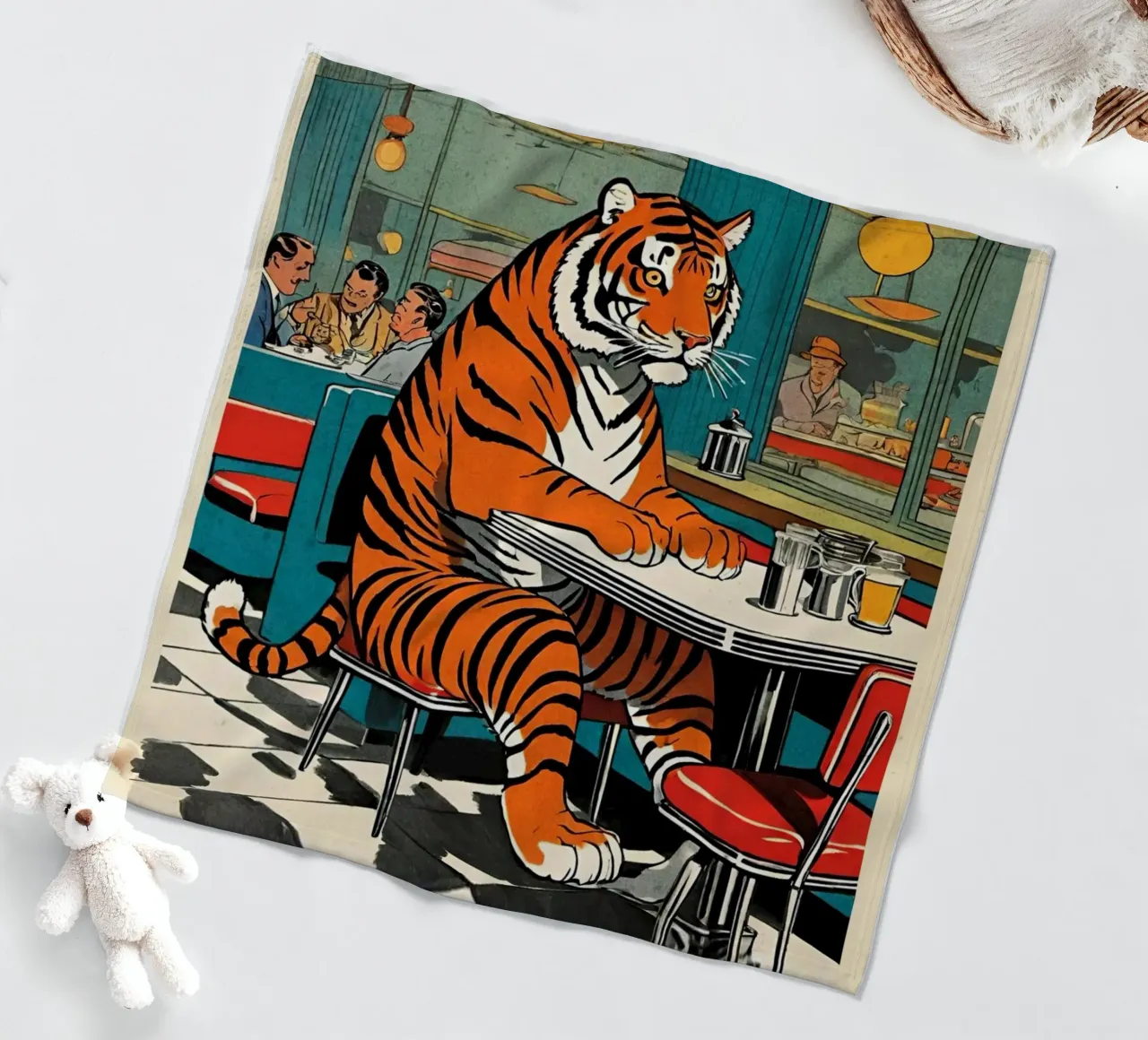 Tiger Diner - Design Pop Art retrò Bujaboom coperta in pile da bujaboom