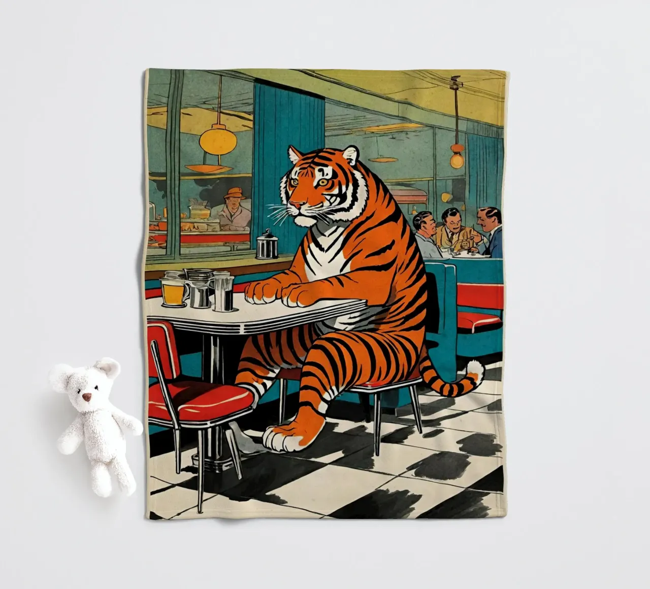 Tiger Diner - Design Pop Art retrò Bujaboom coperta in pile da bujaboom