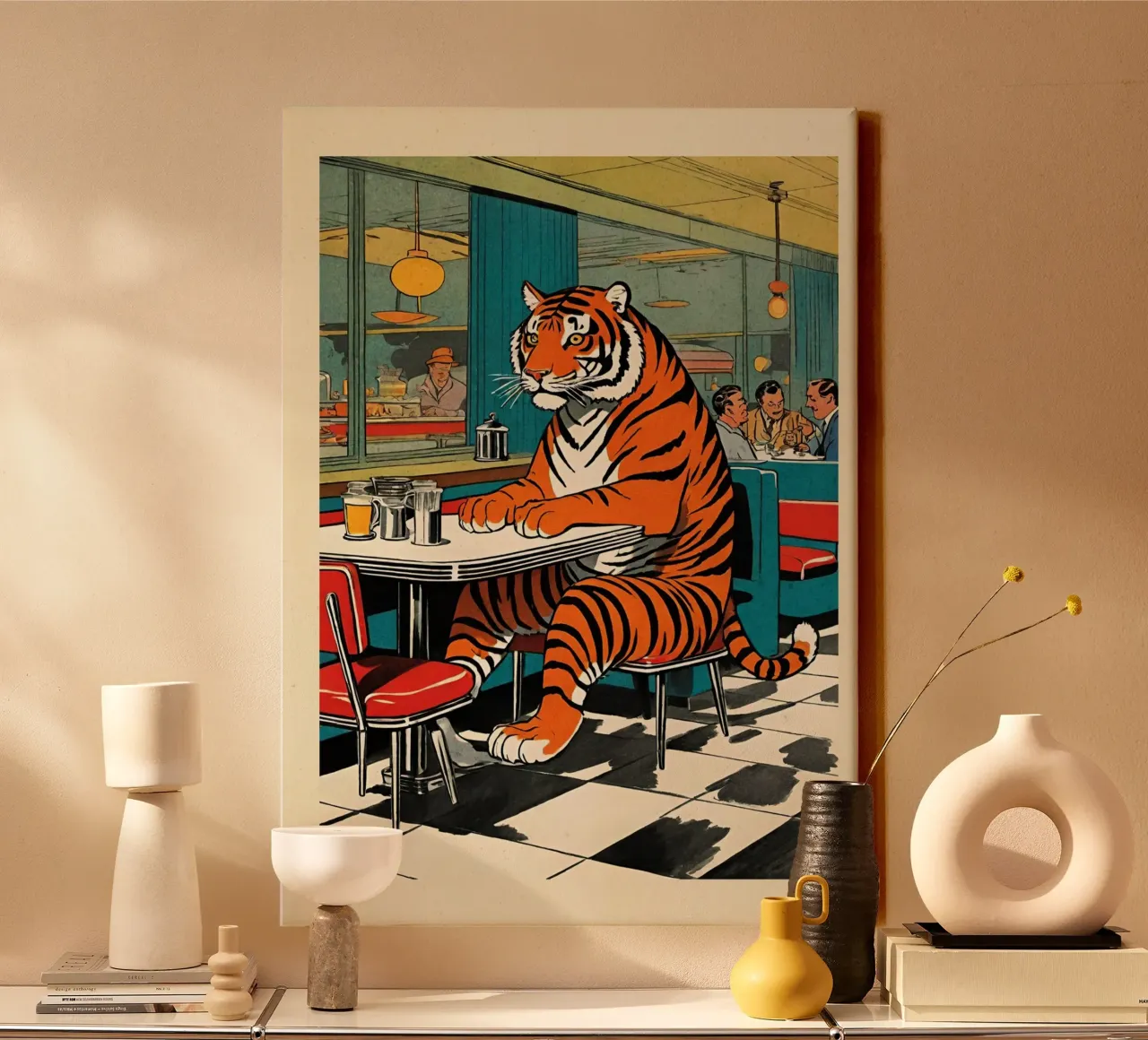 Tijger Diner - Retro Pop Art Ontwerp Bujaboom canvas van bujaboom