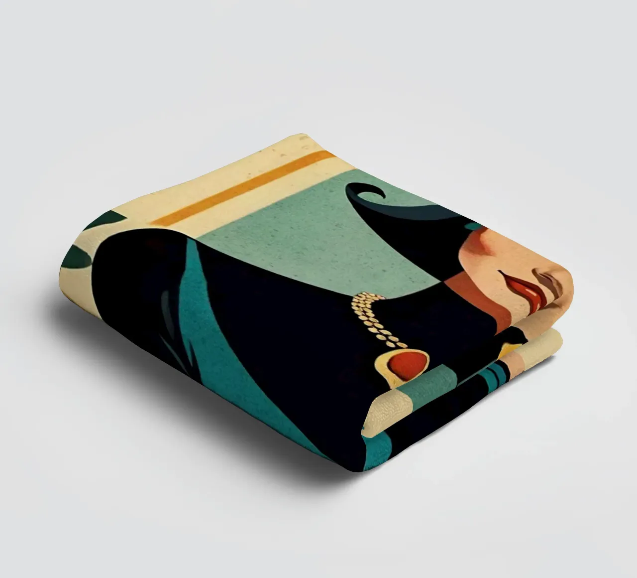 Feline Queen - Retro portretontwerp met poezendame Bujaboom badhanddoek van bujaboom