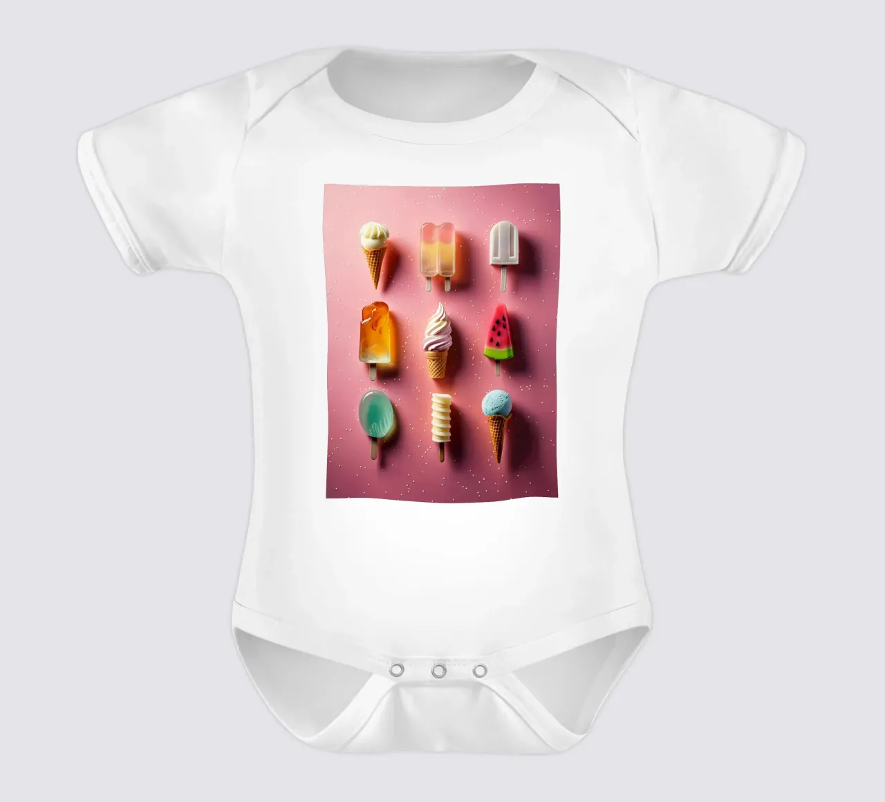 Summer Pops - IJsontwerp met kleurrijke Bujaboom ijssmaken babyrompertje korte mouwen van bujaboom