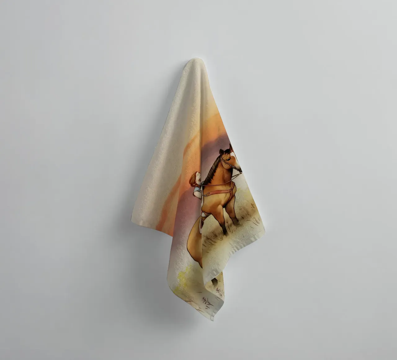 Cavaliere al crepuscolo sul prato selvaggio asciugamano da bagno da Plain Thoughts