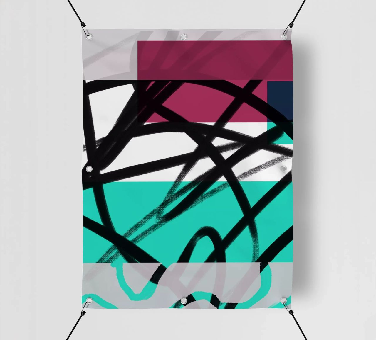 Geometric Graffiti Scribble telo in pvc da Kim Hubball Studio