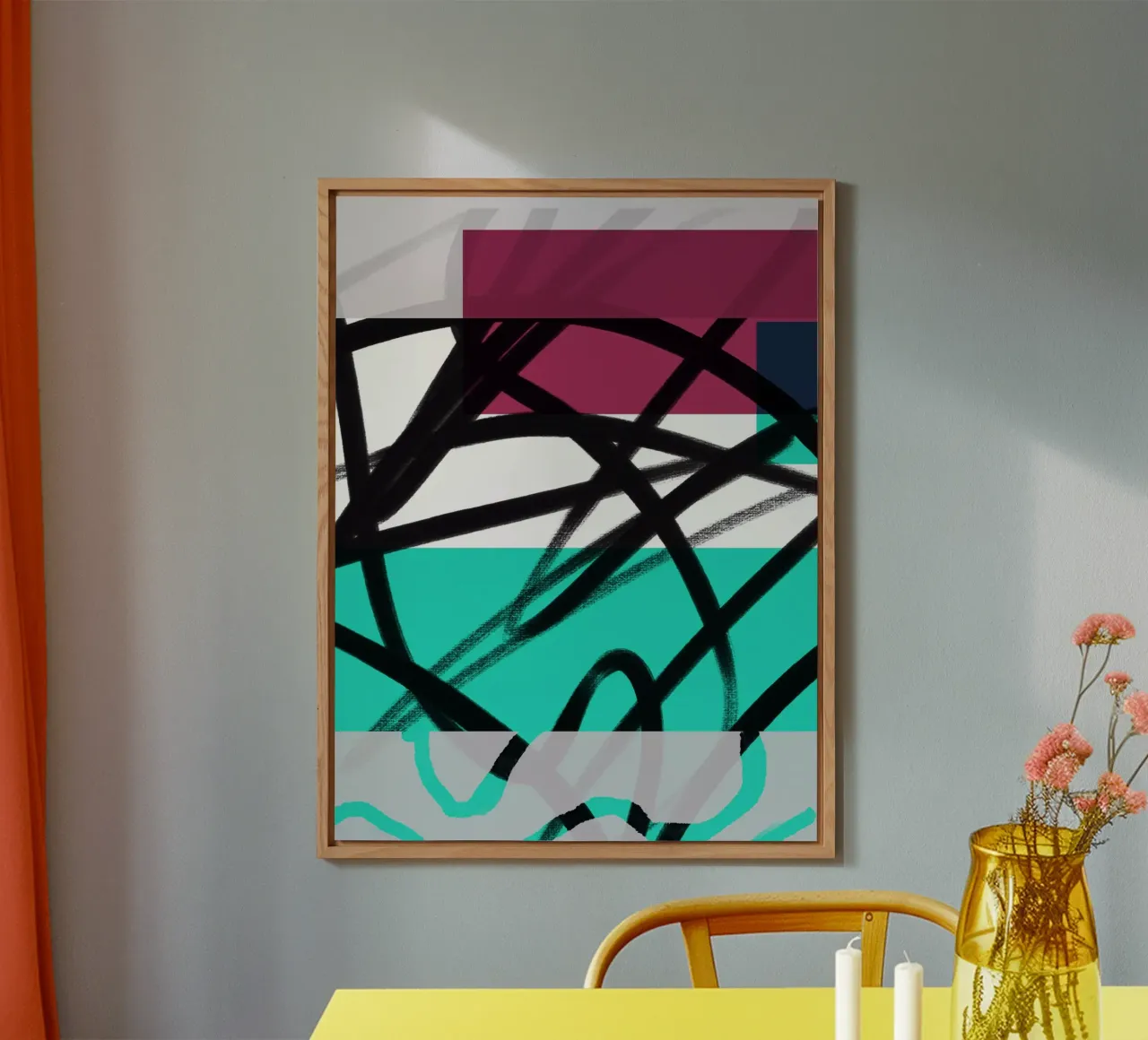 Geometric Graffiti Scribble alluminio dibond da Kim Hubball Studio