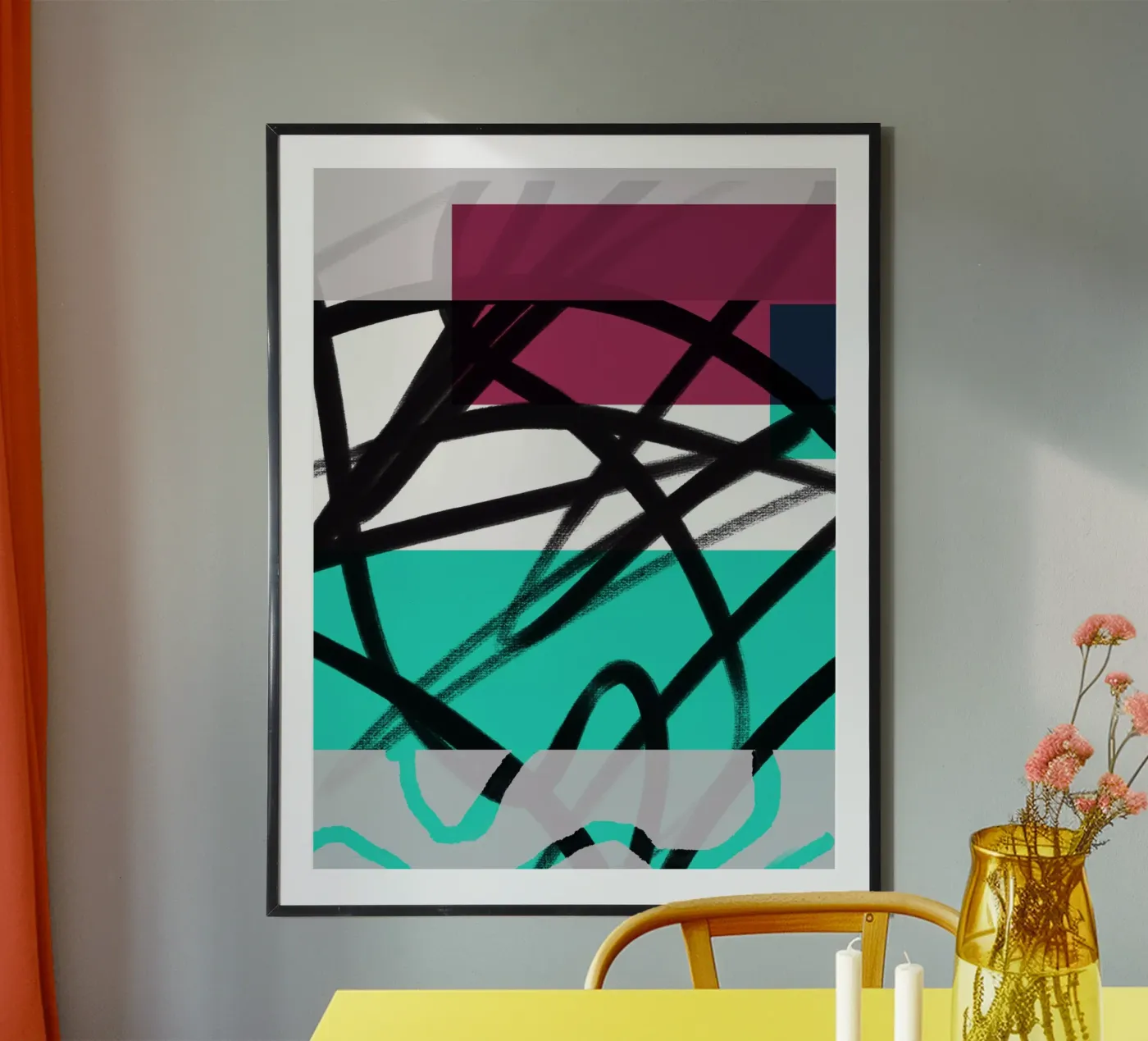 Geometric Graffiti Scribble poster van Kim Hubball Studio