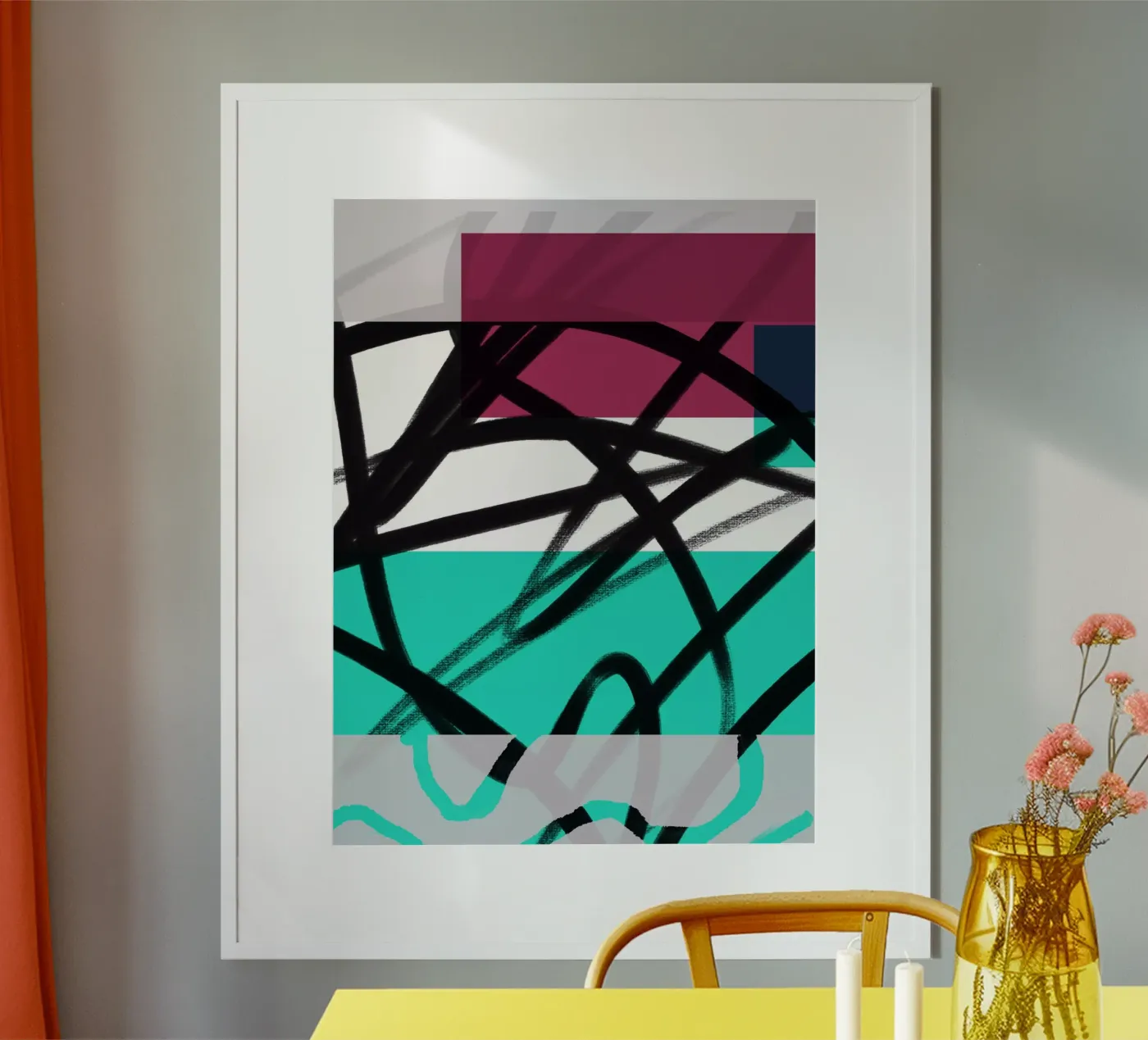 Geometric Graffiti Scribble poster van Kim Hubball Studio