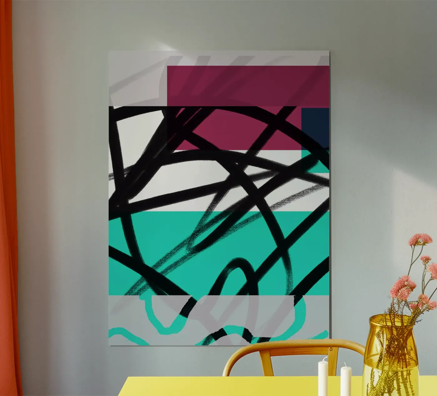 Geometric Graffiti Scribble poster van Kim Hubball Studio