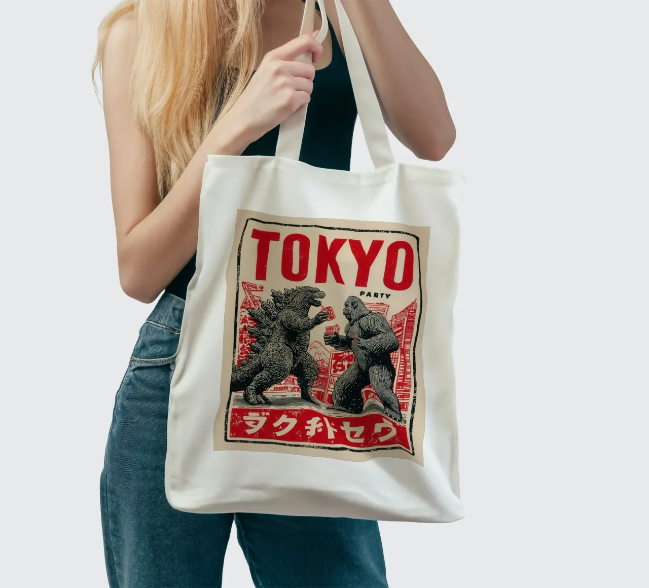 Tokyo Party | Godzilla e King Kong After-Hour borsa in juta da Autofocus