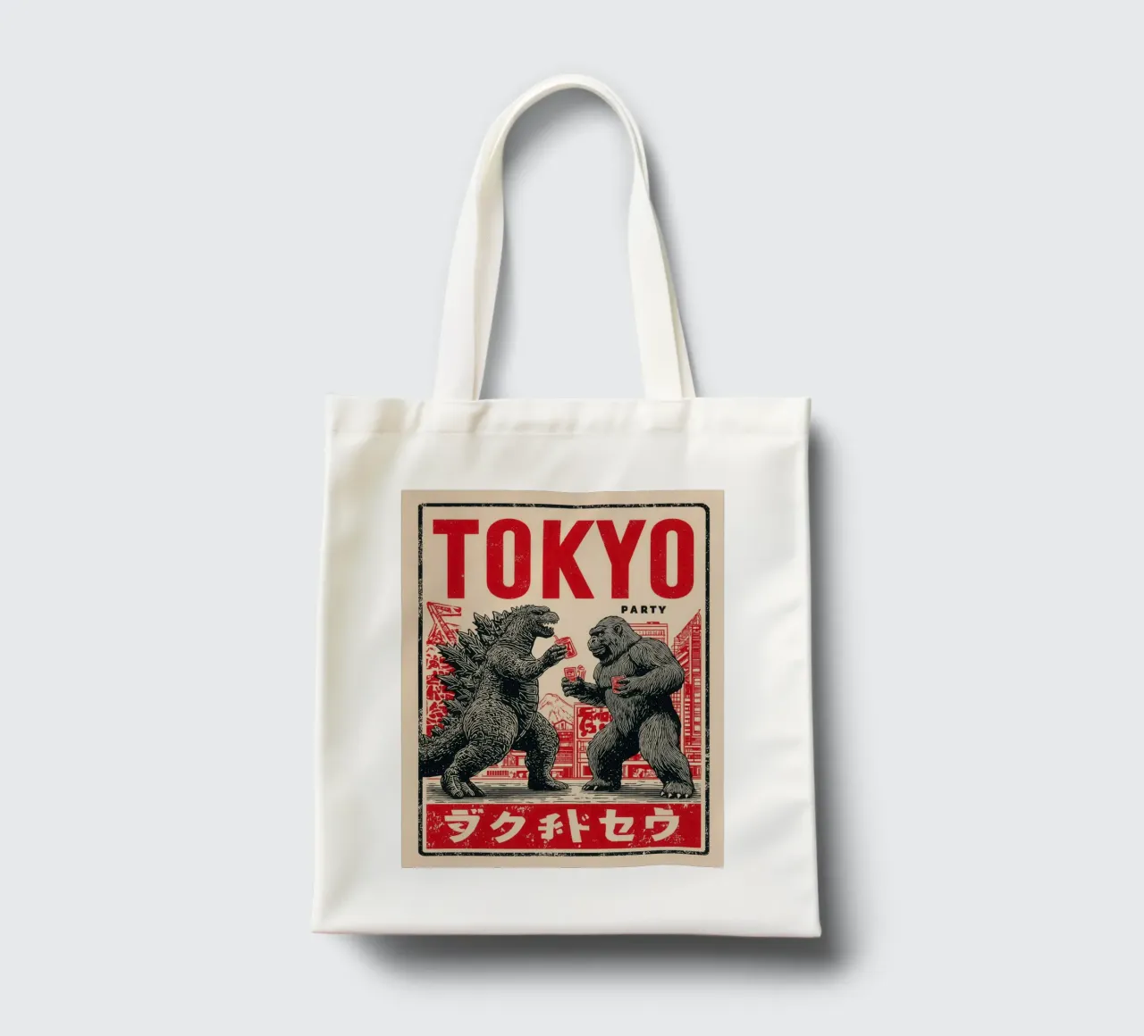 Tokyo Party | Godzilla e King Kong After-Hour borsa in juta da Autofocus