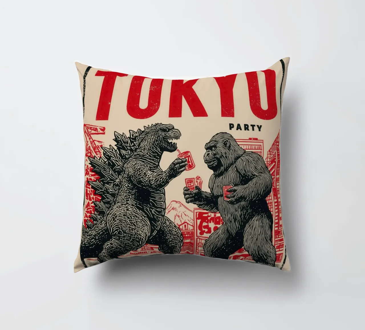 Tokyo Party | Godzilla e King Kong After-Hour cuscino da Autofocus
