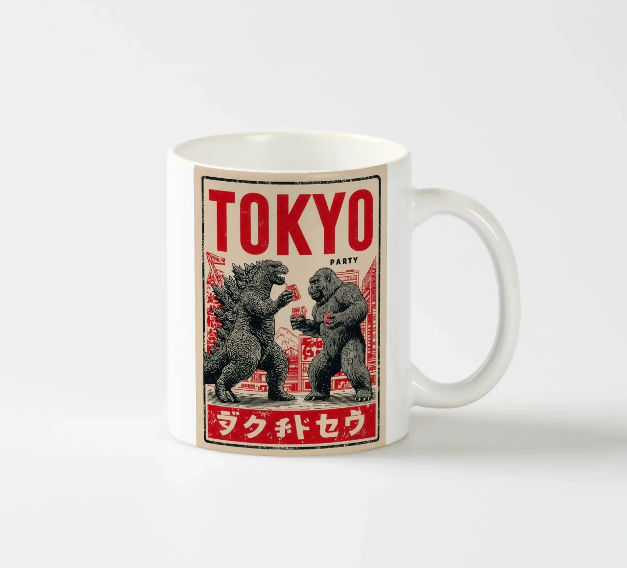Tokio Party | Godzilla en King Kong Nagesprek keramische mok van Autofocus