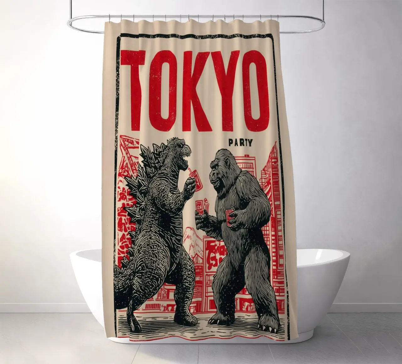 Tokyo Party | Godzilla e King Kong After-Hour tenda da doccia da Autofocus